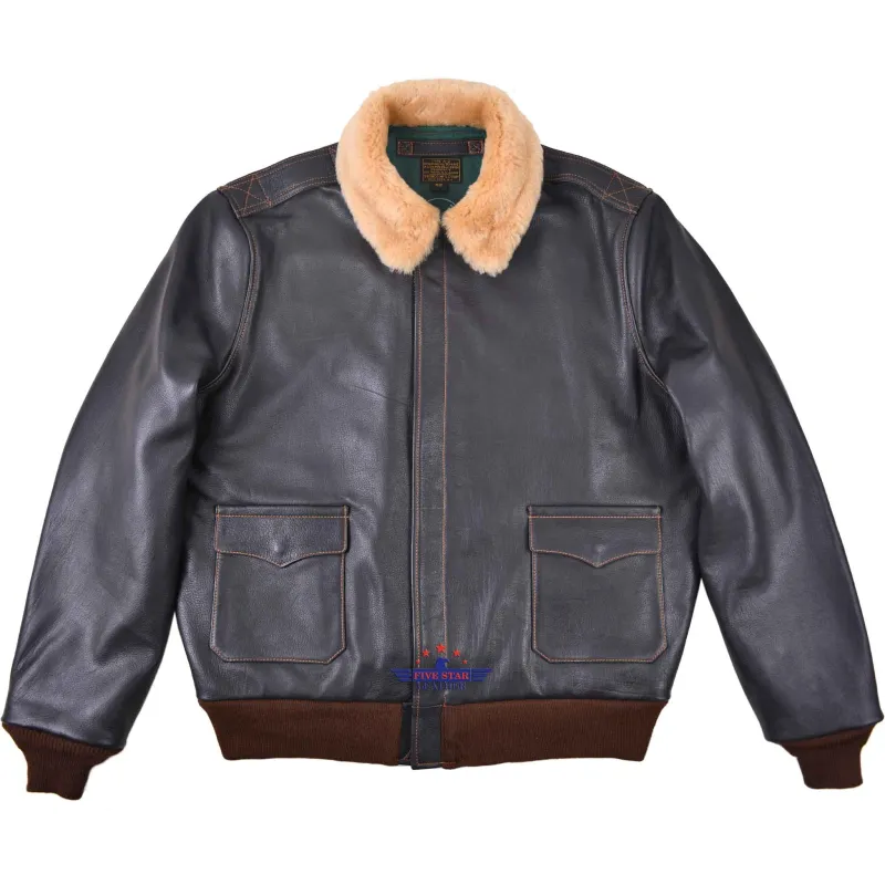 FiveStar Leather - Type A2 Winterized Repro Military Flight Jacket Real Goatskin Leather Seal Brown sold by Five Star Leather