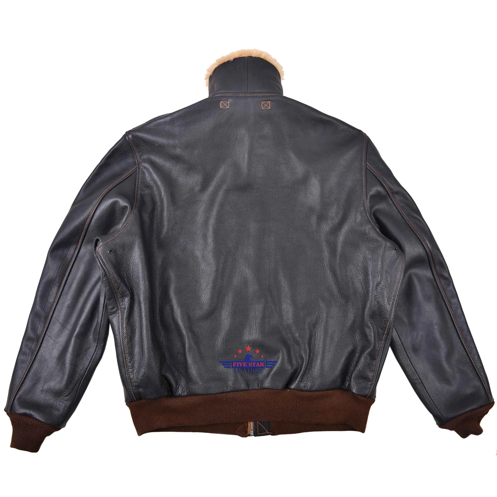FiveStar Leather - Type A2 Winterized Repro Military Flight Jacket Real Goatskin Leather Seal Brown sold by Five Star Leather product image thumbnail 2