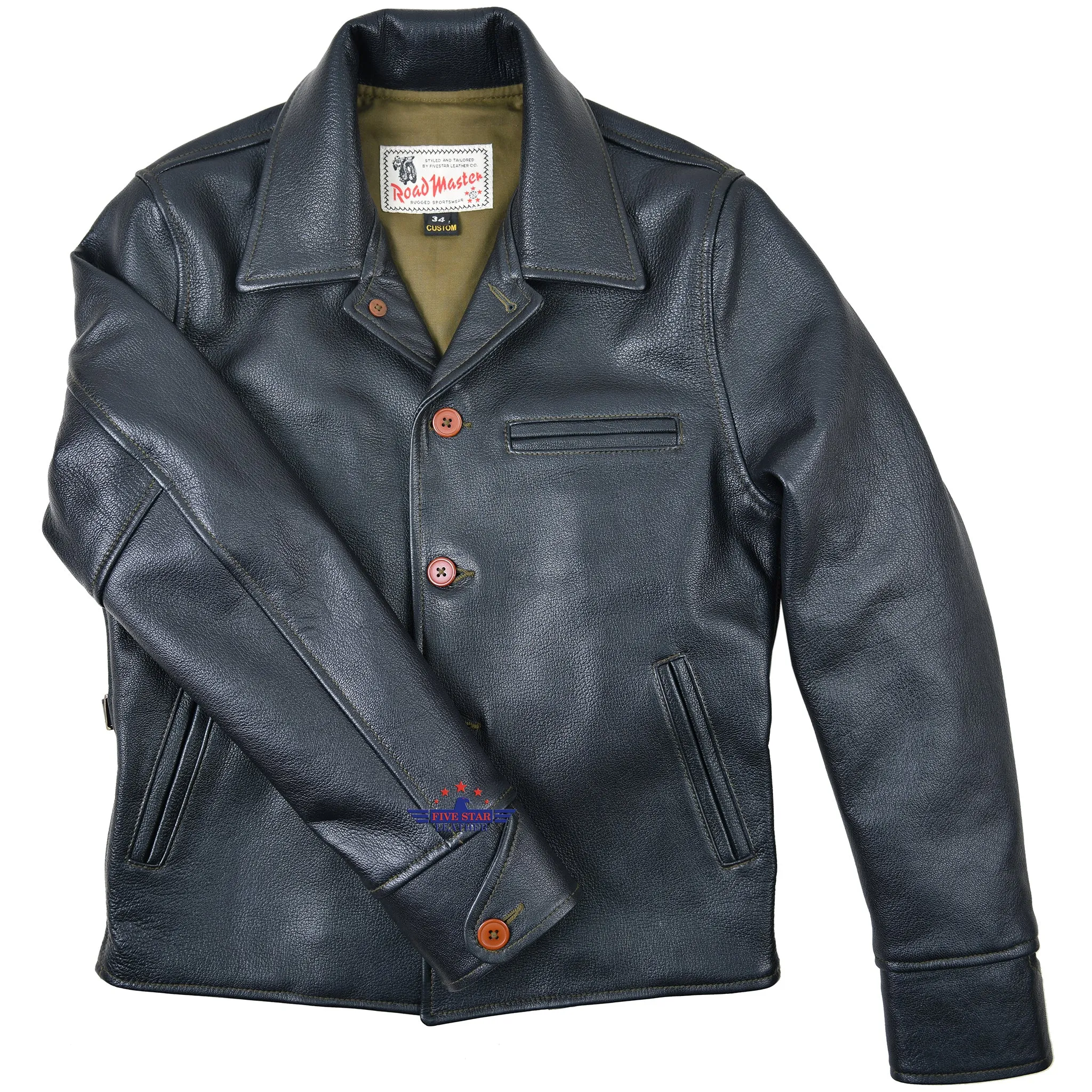 FiveStar Leather Half Belt Goat Leather Black Jacket sold by Five Star Leather product image thumbnail 5