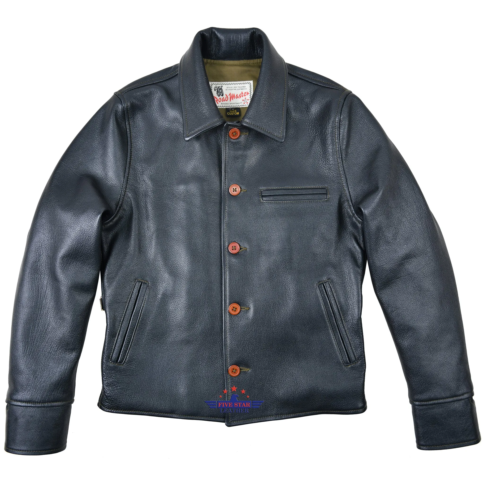 FiveStar Leather Half Belt Goat Leather Black Jacket sold by Five Star Leather product image thumbnail 4