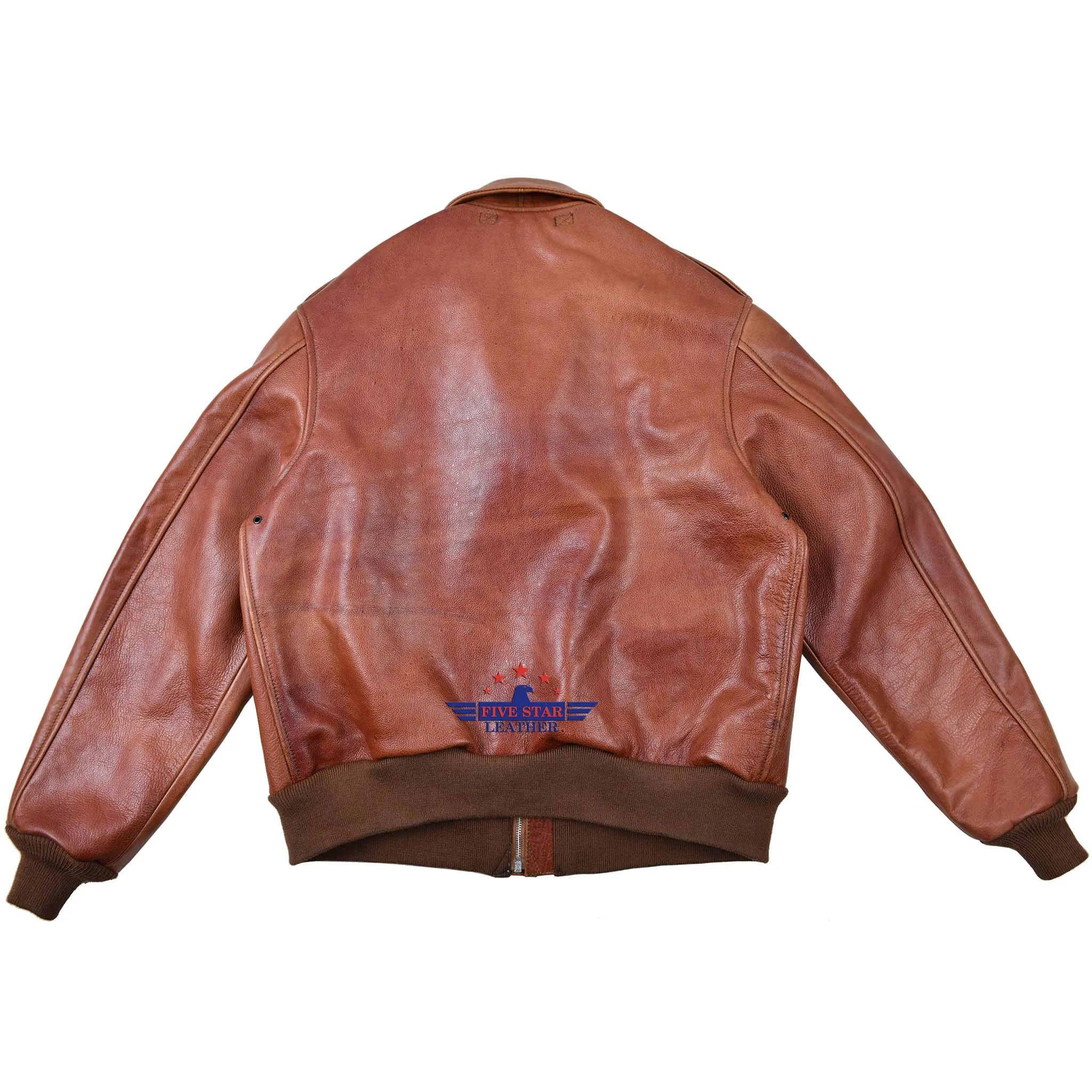 FiveStar Leather Repro Type A2 United Sheeplined Clothing CO. ORDER NO.42.18777-P Real Horsehide Leather Visky Brown Jacket sold by Five Star Leather product image thumbnail 2
