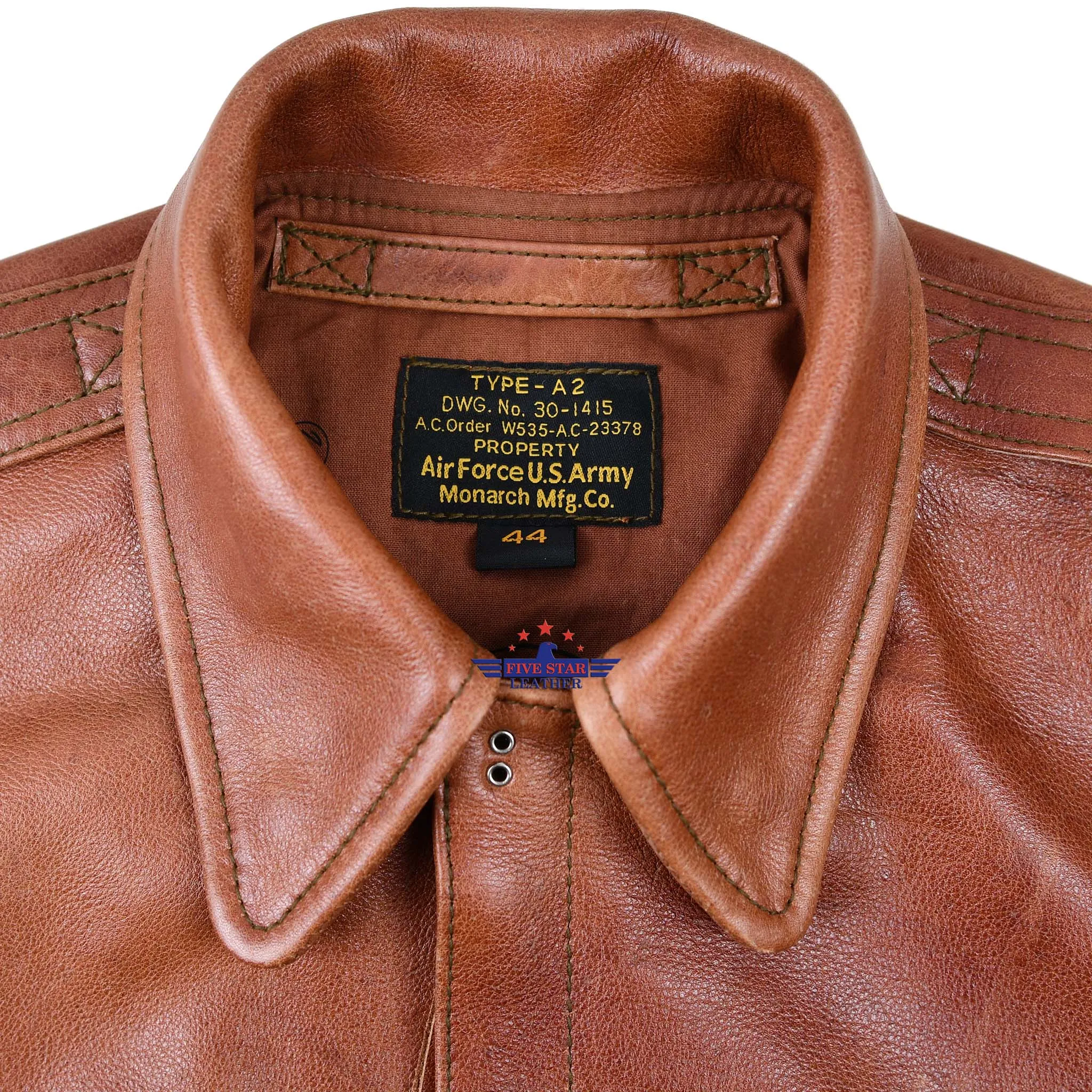 FiveStar Leather Men A2 Repro Monarch Mfg. Co. DWG. No. 301415 A.C. Order W535-A.C-23378 Visky Horsehide sold by Five Star Leather product image thumbnail 5