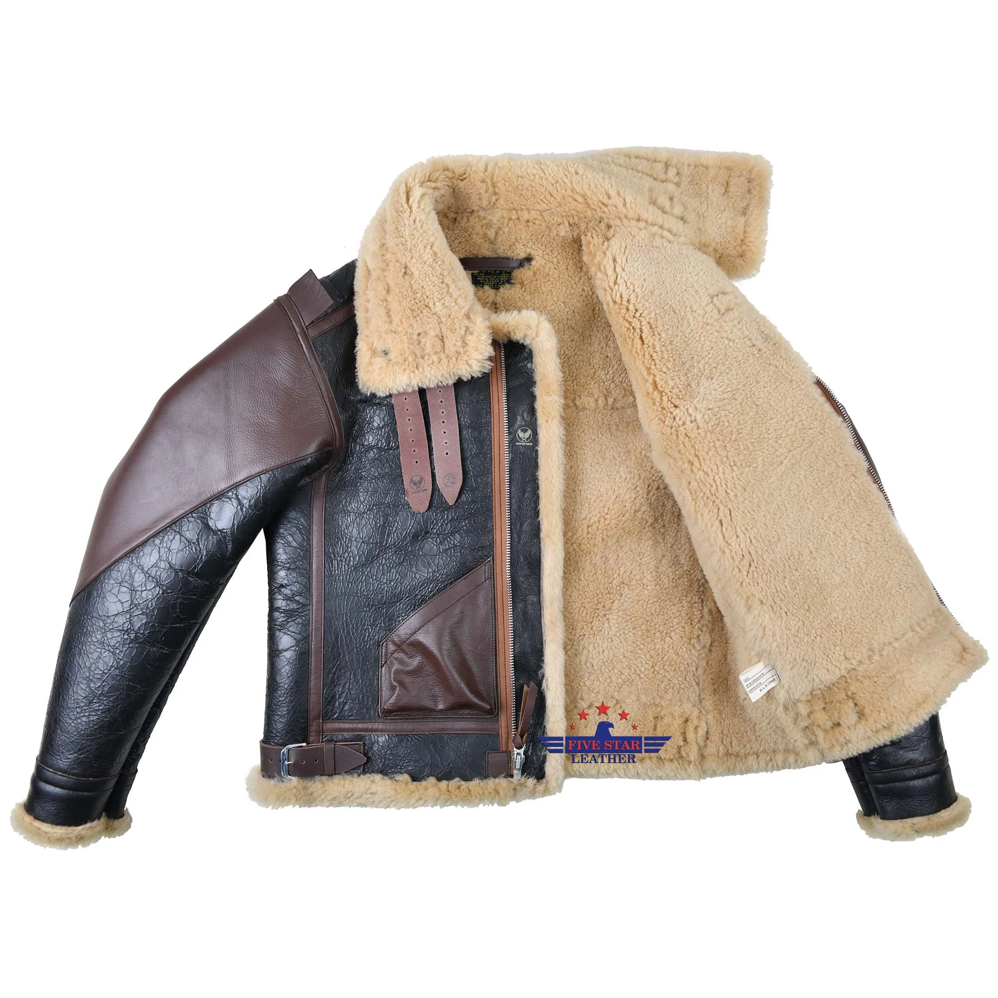 FiveStar Leather USAAF B-3 AC Drawing No. 33H5595 Order No. 535-42-18655-P H.L.B. Corp. N.Y. Sheepskin Seal Brown Flight Jacket sold by Five Star Leather product image thumbnail 4
