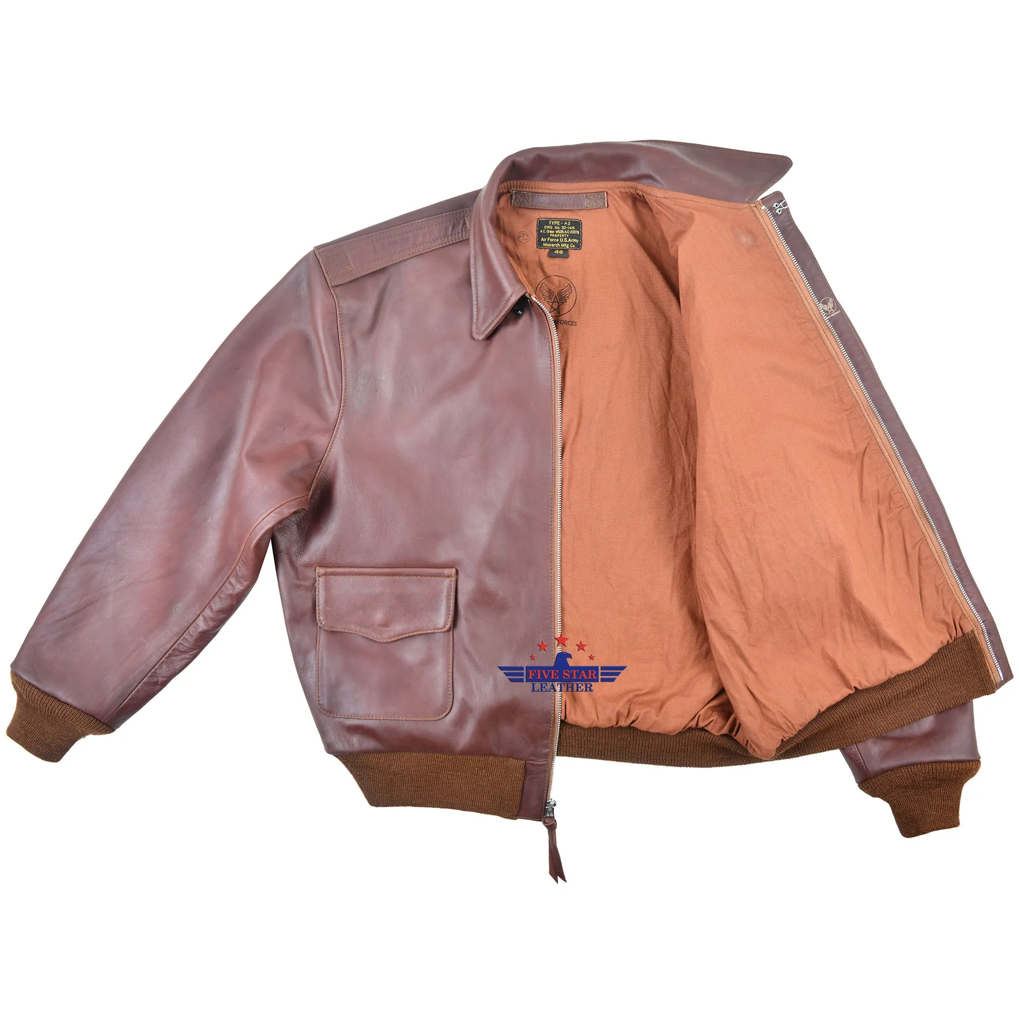 FiveStar Leather Men A2 Repro Monarch Mfg. Co. DWG. No. 301415 A.C. Order W535-A.C-23378 Brown Horsehide sold by Five Star Leather product image thumbnail 4