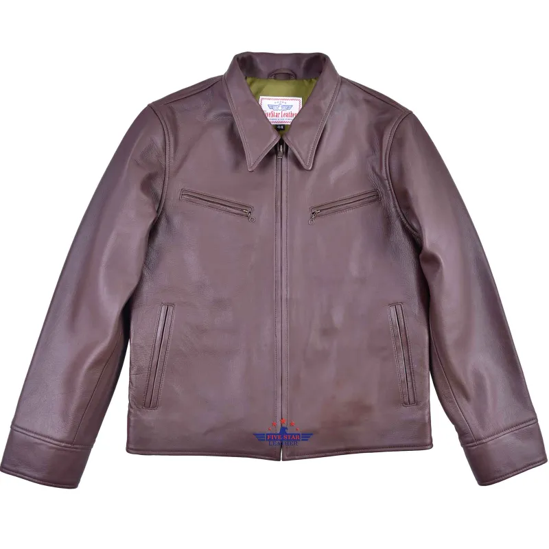 FiveStar Leather Vintage Custom 1930s Horse hide Leather Jacket Mid Brown sold by Five Star Leather