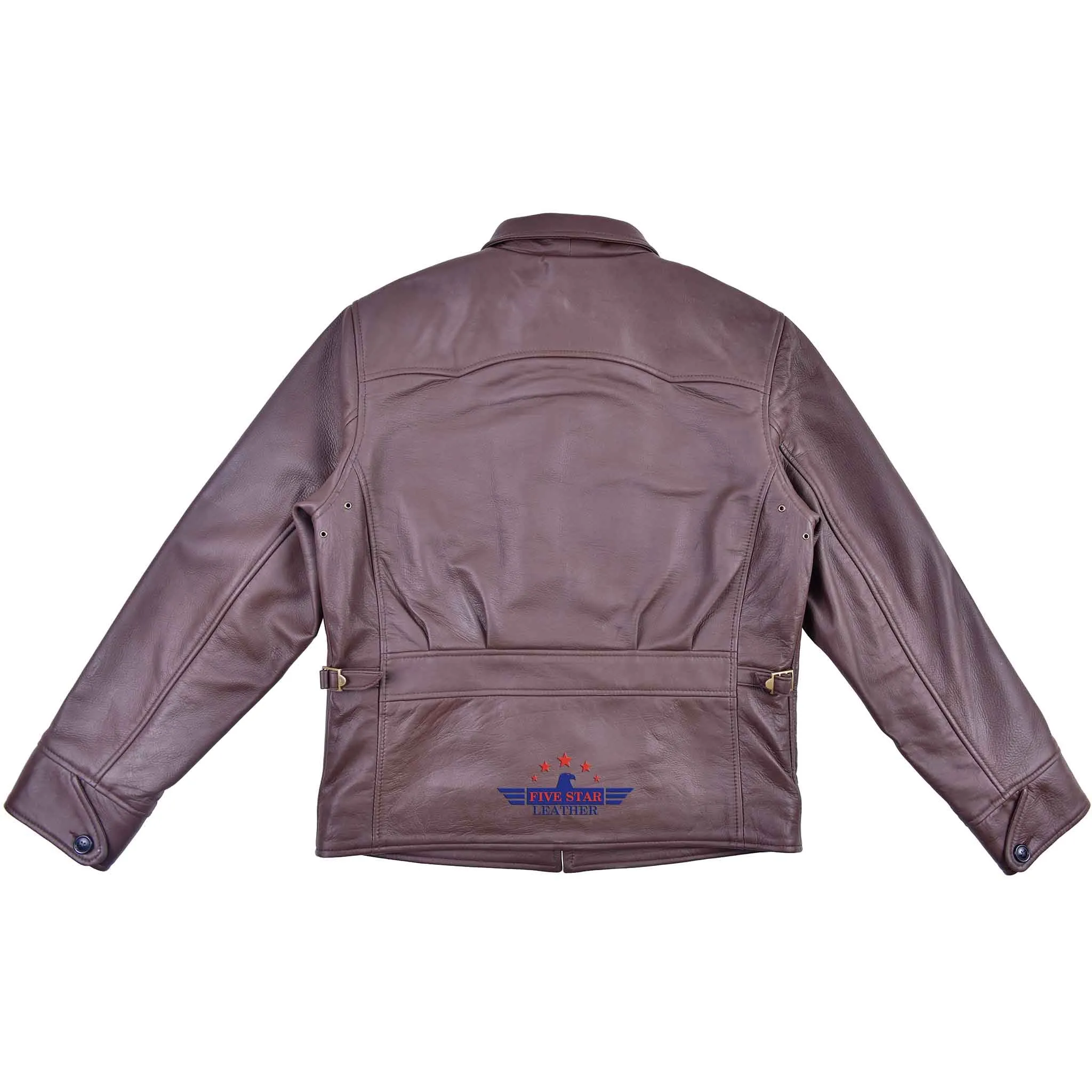 FiveStar Leather Vintage Custom 1930s Horse hide Leather Jacket Mid Brown sold by Five Star Leather product image thumbnail 2