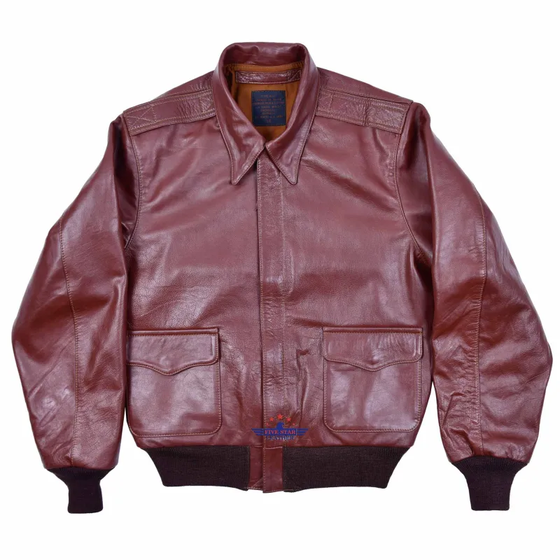 Repro A2 J. A. Dubow Mfg Co Contract 27798 Horsehide Mid Brown Leather Flight Jacket sold by Five Star Leather
