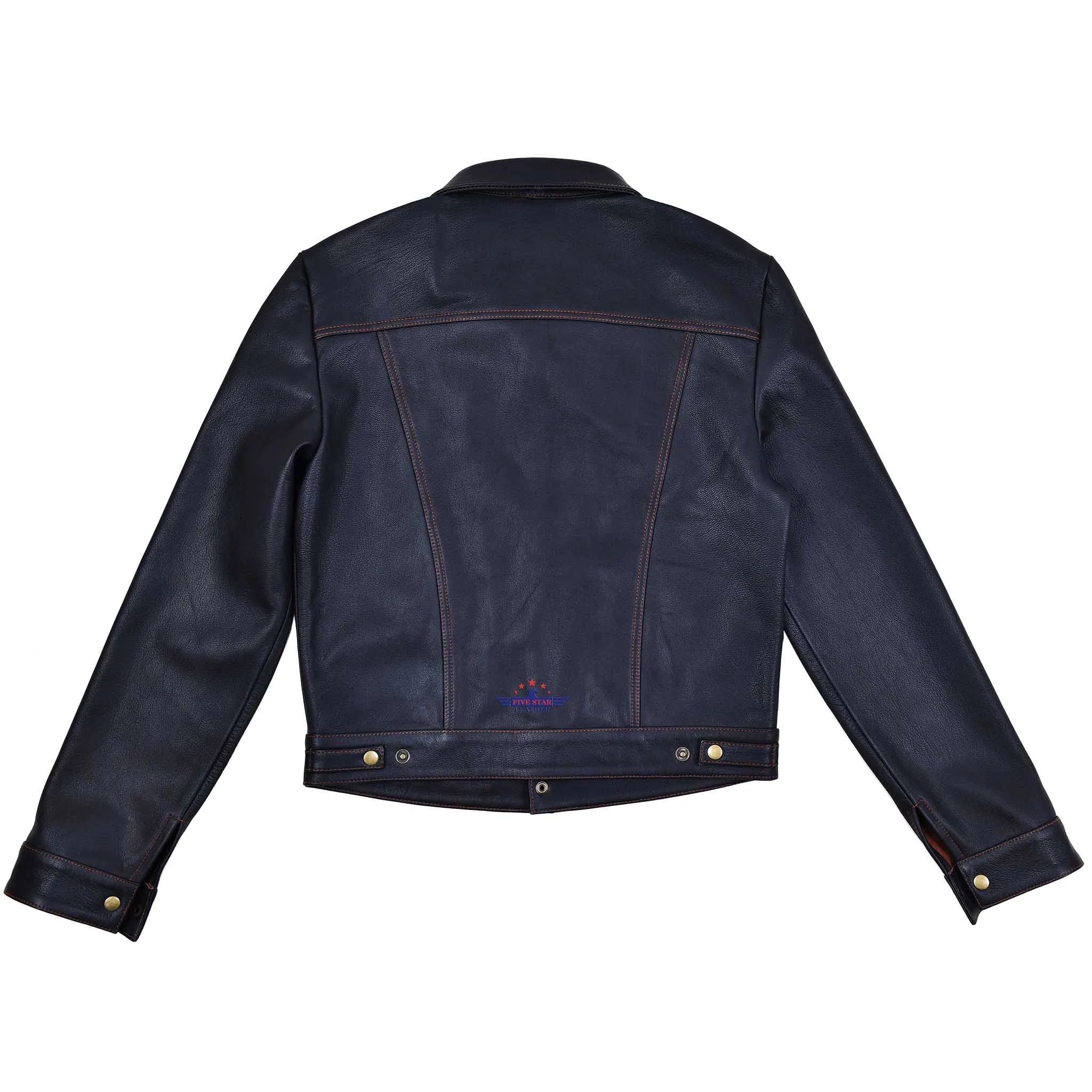 FiveStar Leather Custom Trucker Jacket Unlined Goatskin Seal Brown sold by Five Star Leather product image thumbnail 3