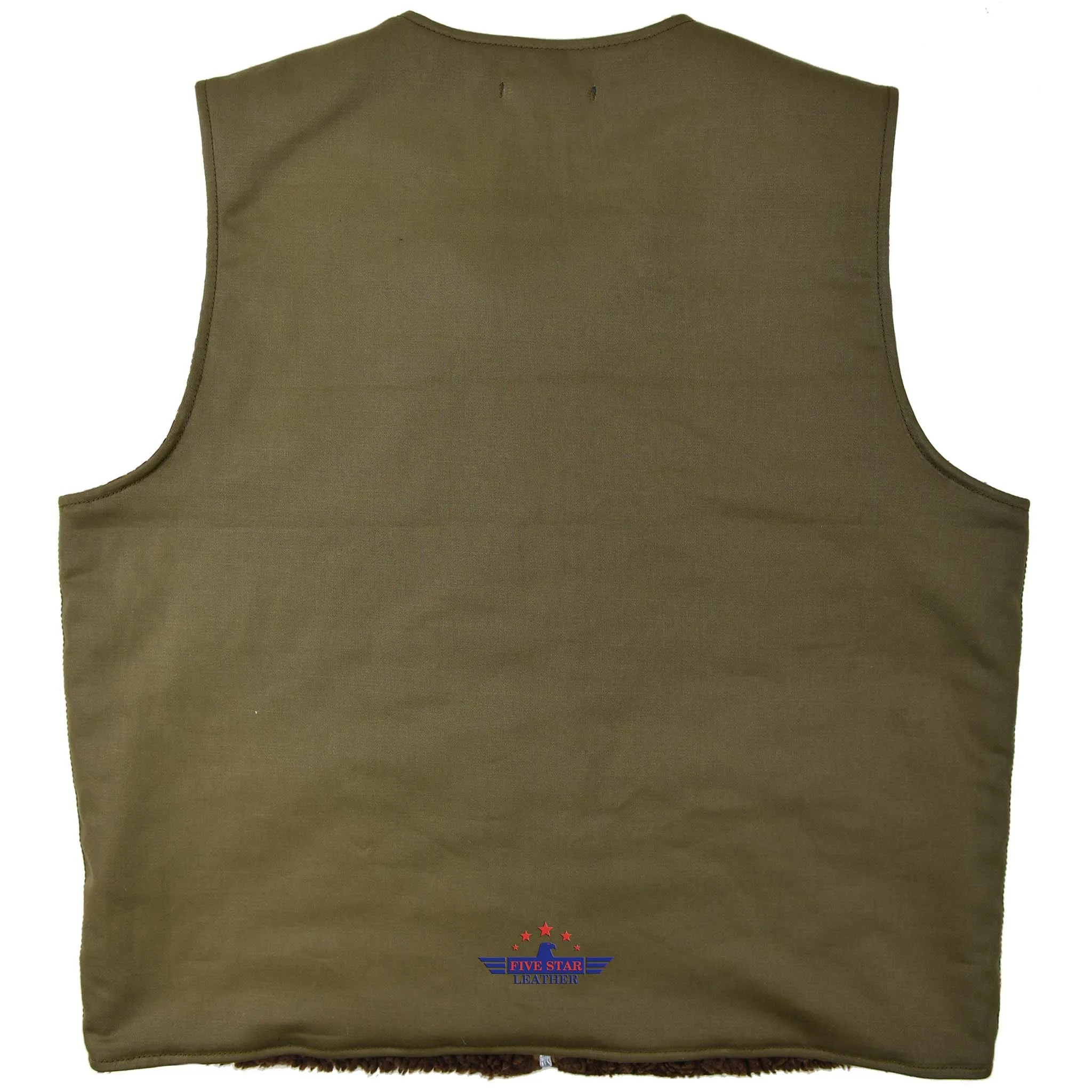 FiveStar Leather Aviator Cloth Vest Olive Color sold by Five Star Leather product image thumbnail 2