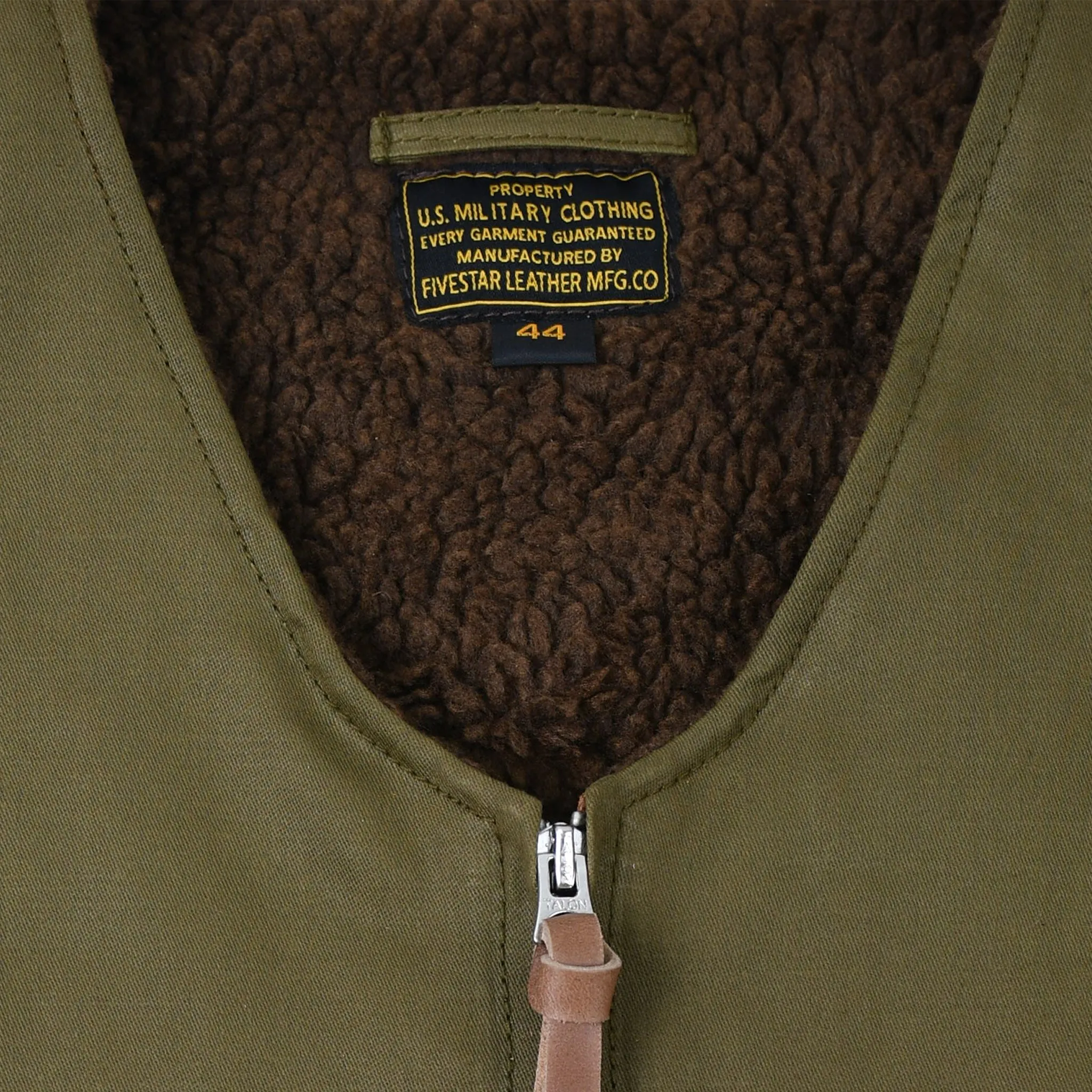 FiveStar Leather Aviator Cloth Vest Olive Color sold by Five Star Leather product image thumbnail 5