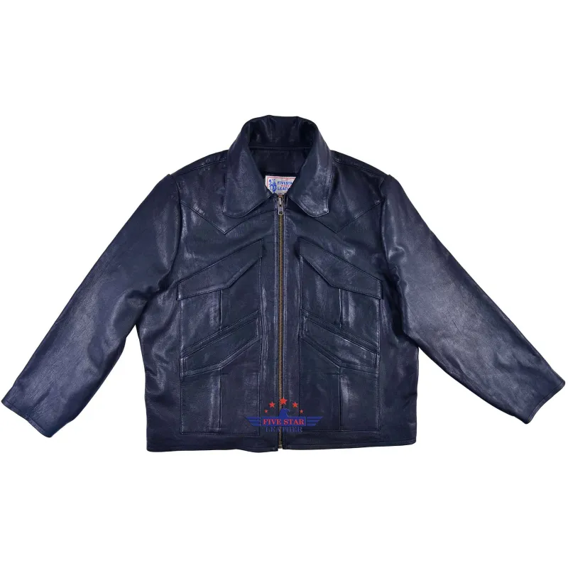 FiveStar Leather Men Vintage Winchester Jacket Black Goatskin sold by Five Star Leather