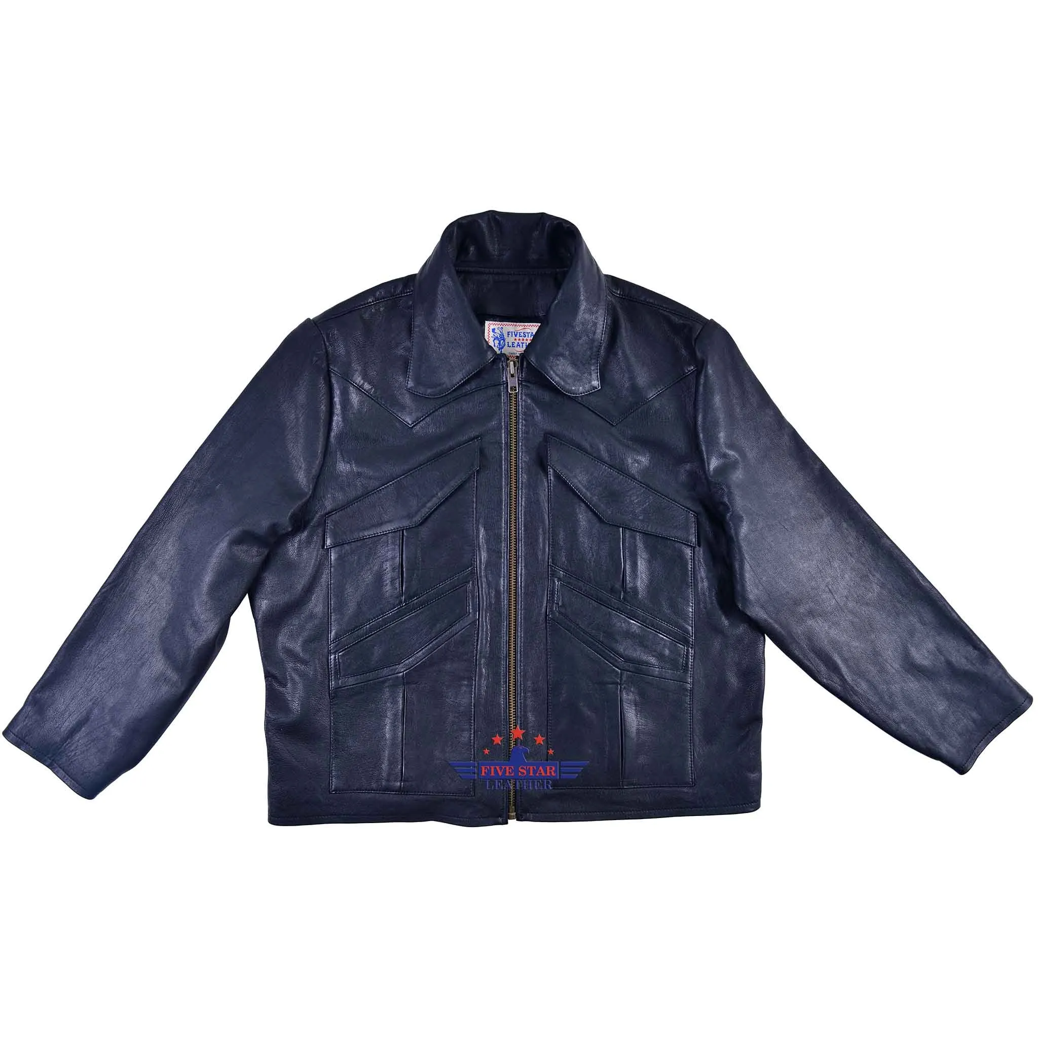 FiveStar Leather Men Vintage Winchester Jacket Black Goatskin sold by Five Star Leather