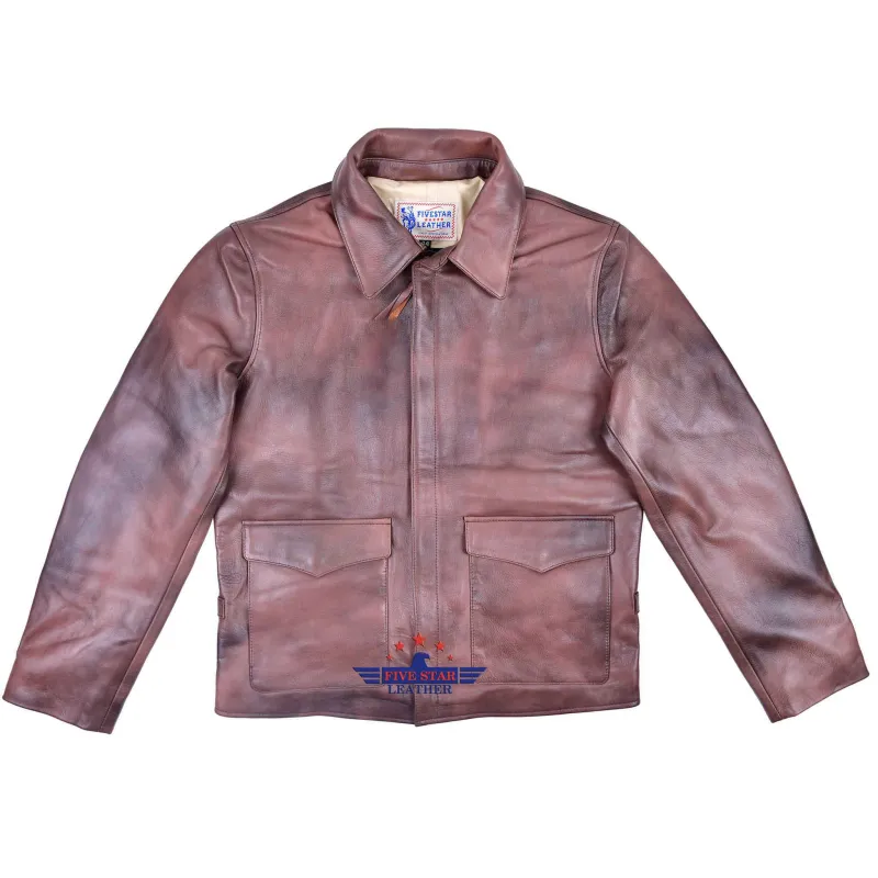 FiveStar Leather Crusader Distressed Brown Steerhide Jacket sold by Five Star Leather