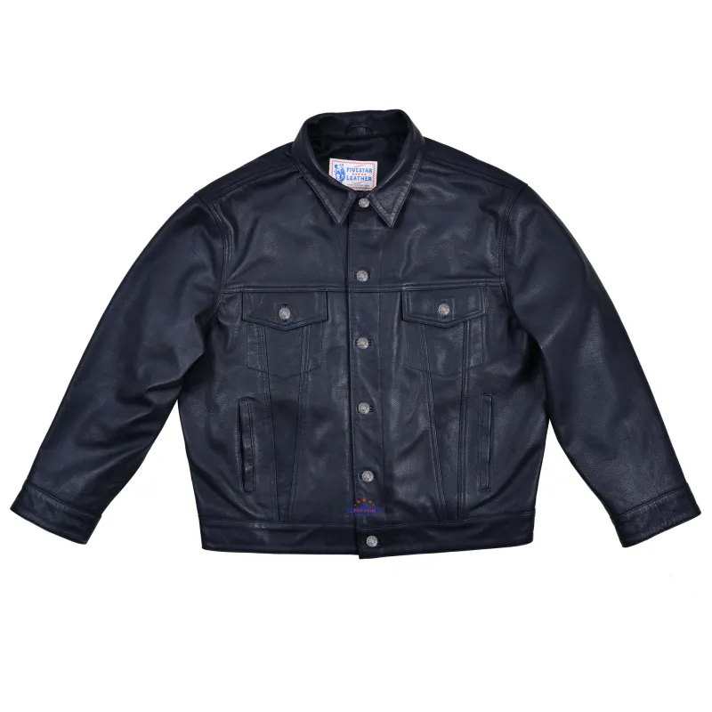FiveStar Leather Vintage Men Trucker Jacket Black Deerskin Leather sold by Five Star Leather
