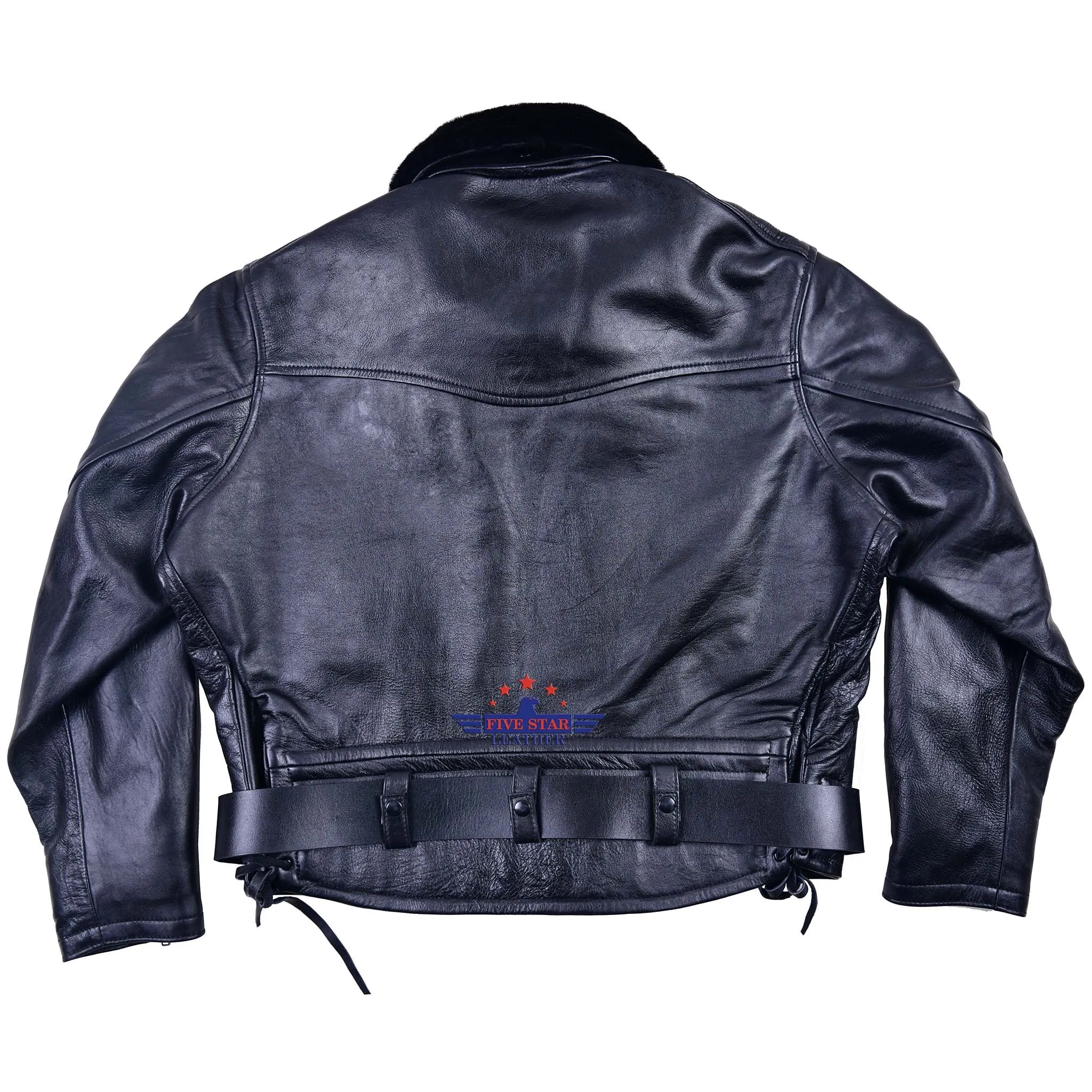 FiveStar Leather Reproduced Men Vintage LAPD Jacket Horsehide Leather Black sold by Five Star Leather product image thumbnail 3