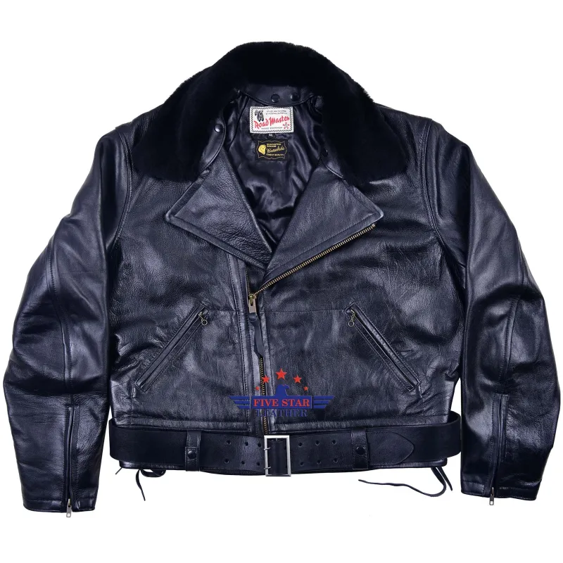 FiveStar Leather Reproduced Men Vintage LAPD Jacket Horsehide Leather Black made by Five Star Leather