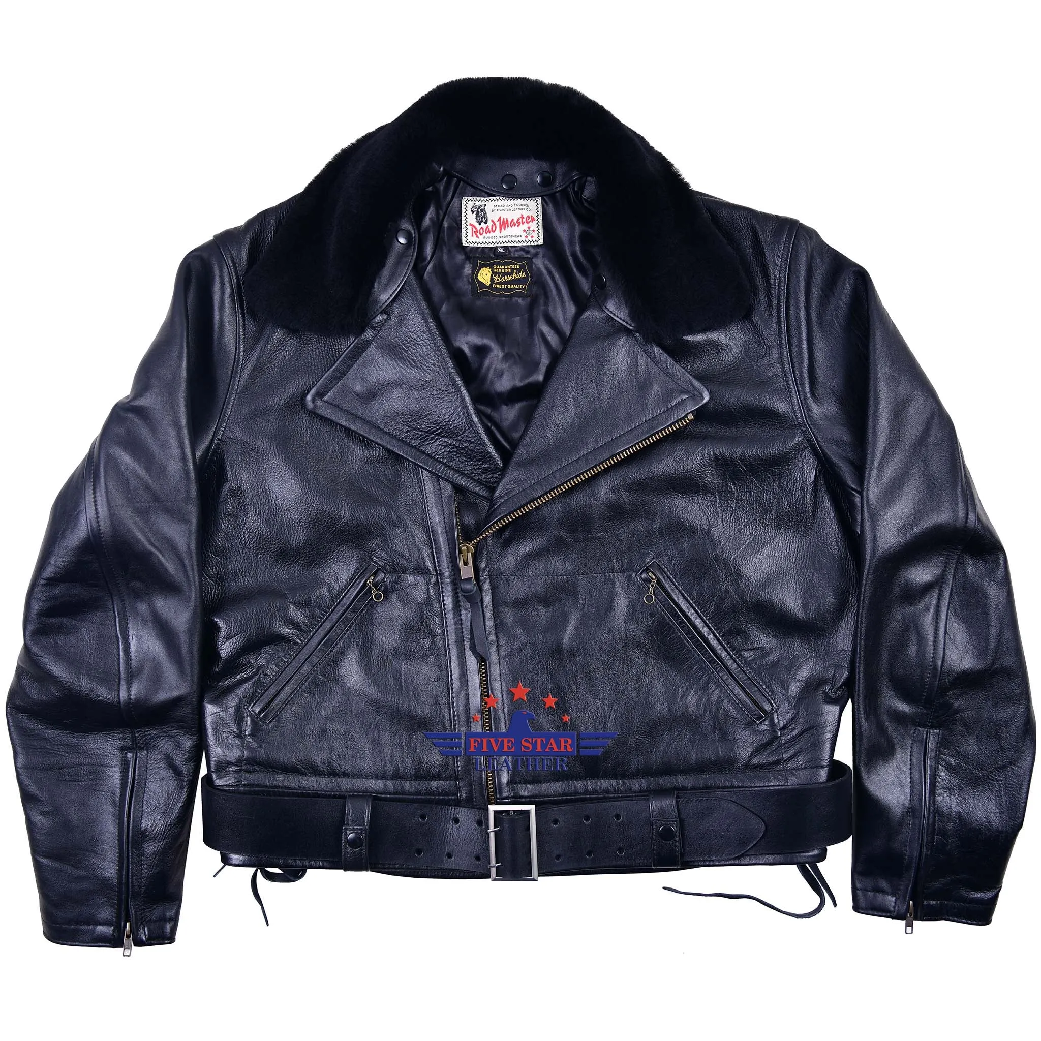 FiveStar Leather Reproduced Men Vintage LAPD Jacket Horsehide Leather Black sold by Five Star Leather