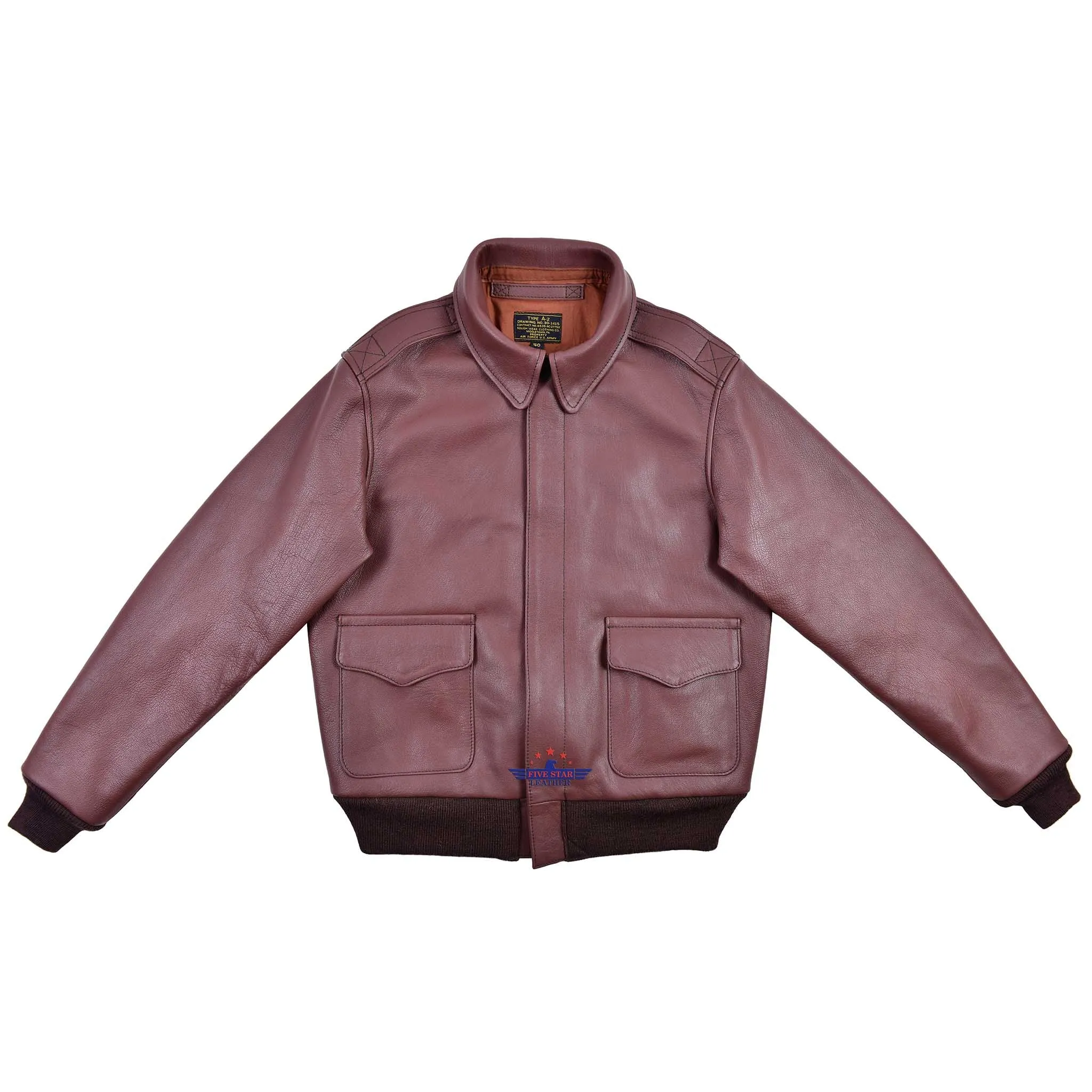 Repro A2 RW Clothing Co Contract No. W535 AC-27752 Real Goat Leather Russet Brown Jacket sold by Five Star Leather product image thumbnail 2