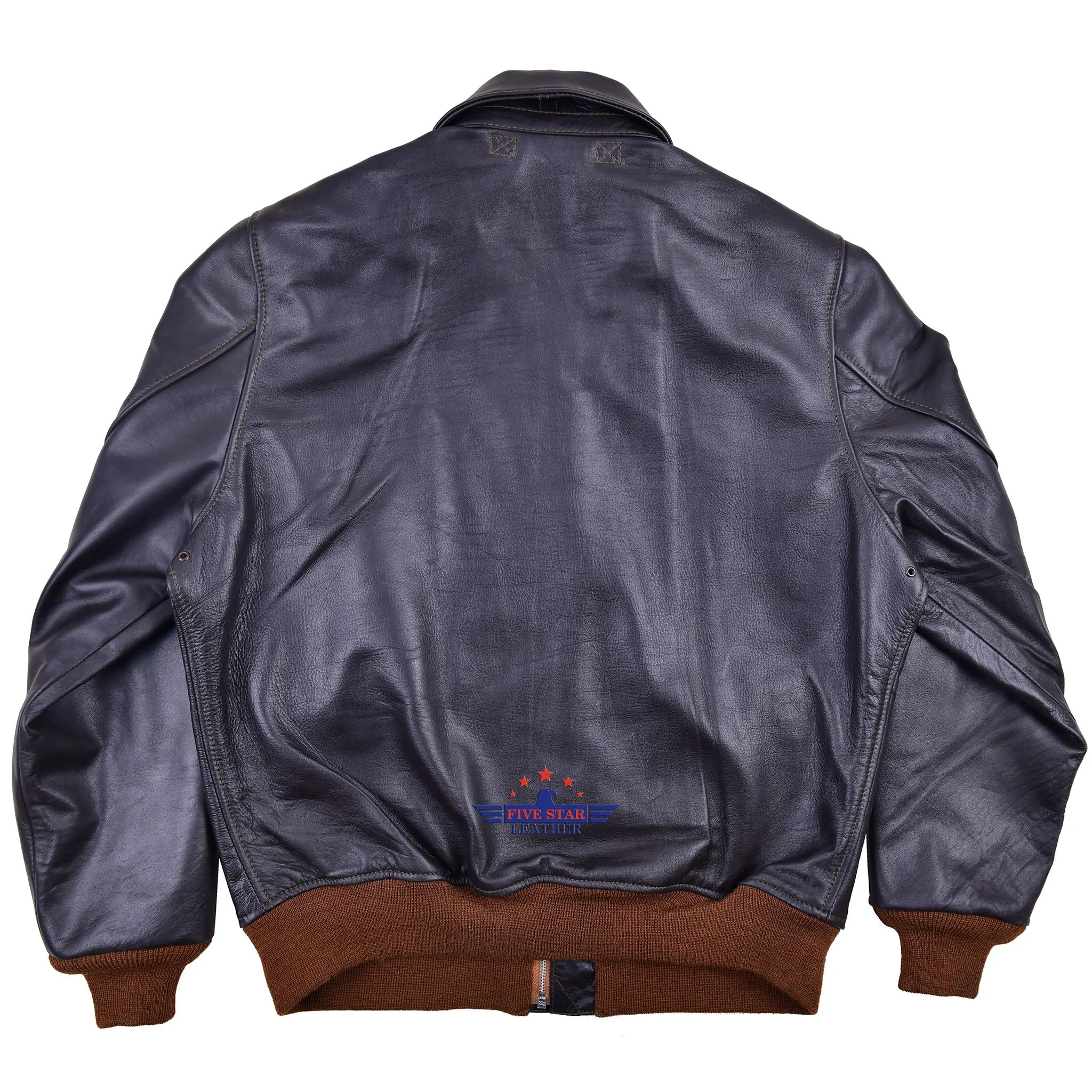 A2 REPRO WWII 1939 WERBER SPORTSWEAR Seal Brown Horse Hide Leather Jacket sold by Five Star Leather product image thumbnail 2