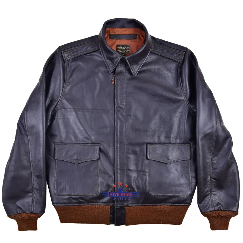 A2 REPRO WWII 1939 WERBER SPORTSWEAR Seal Brown Horse Hide Leather Jacket made by Five Star Leather