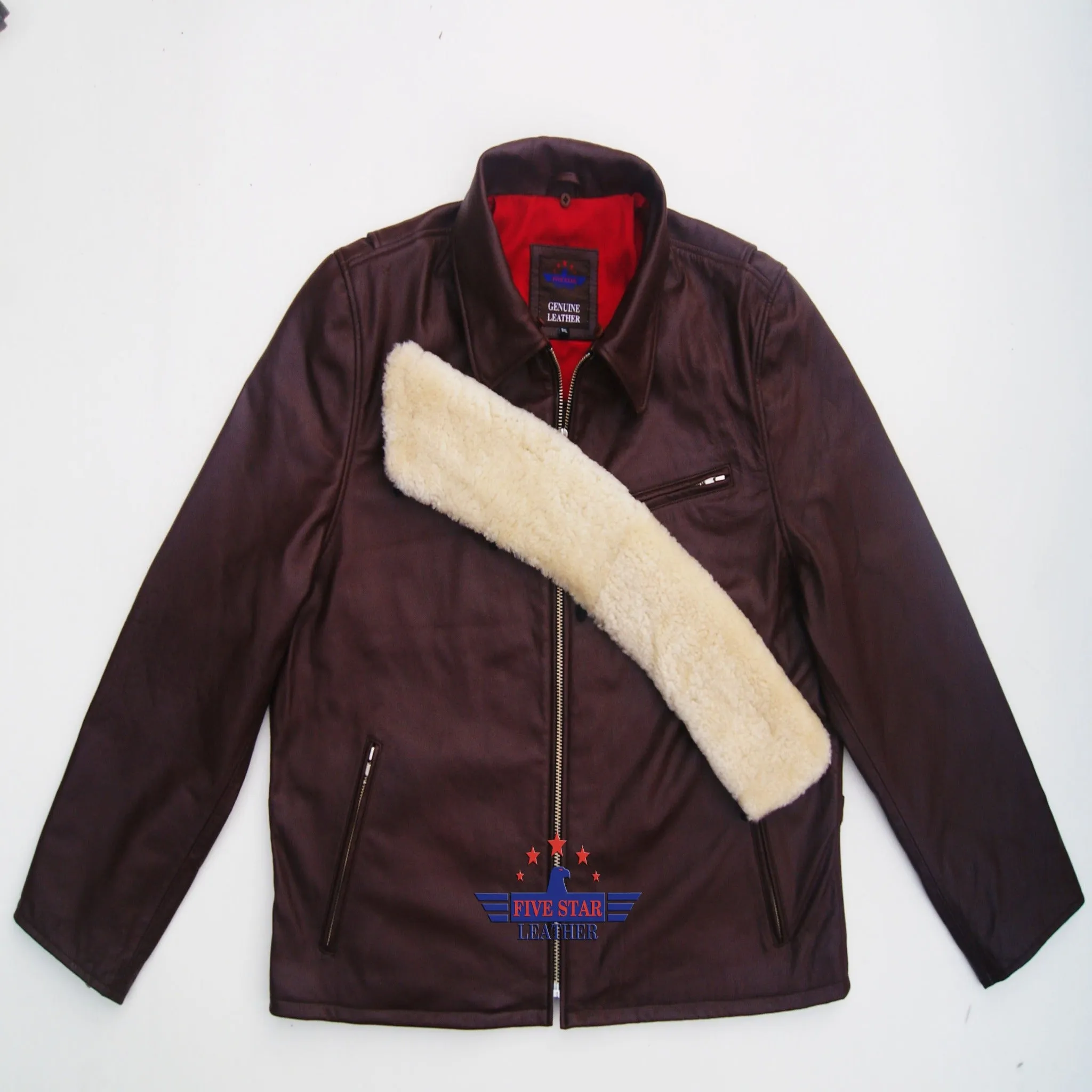 Men's Vintage Classic WWII Military Flight Aviator Horsehide Leather Jacket sold by Five Star Leather