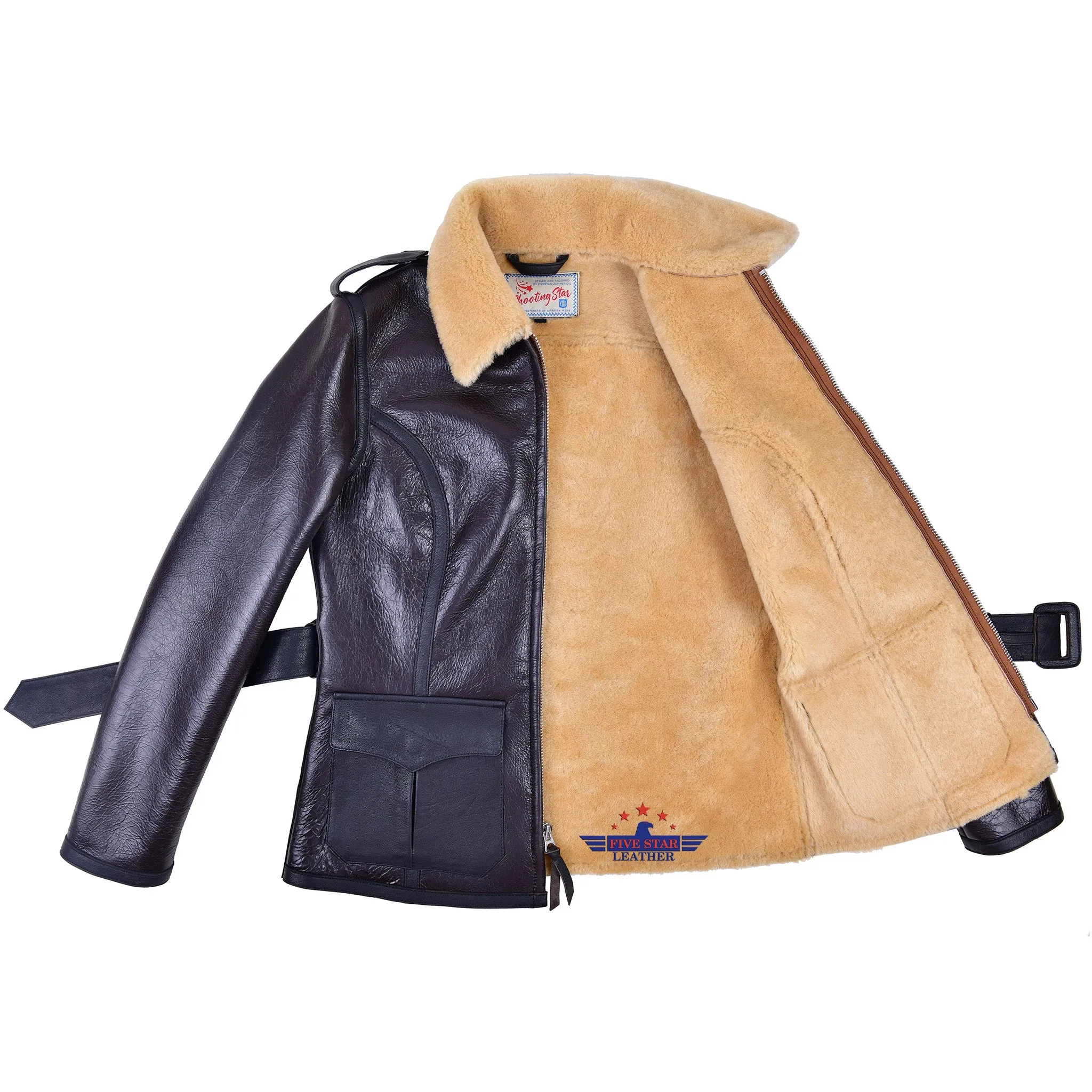 FiveStar Leather Bessie Coleman Sheepskin Aviator Flight Jacket for women sold by Five Star Leather product image thumbnail 5