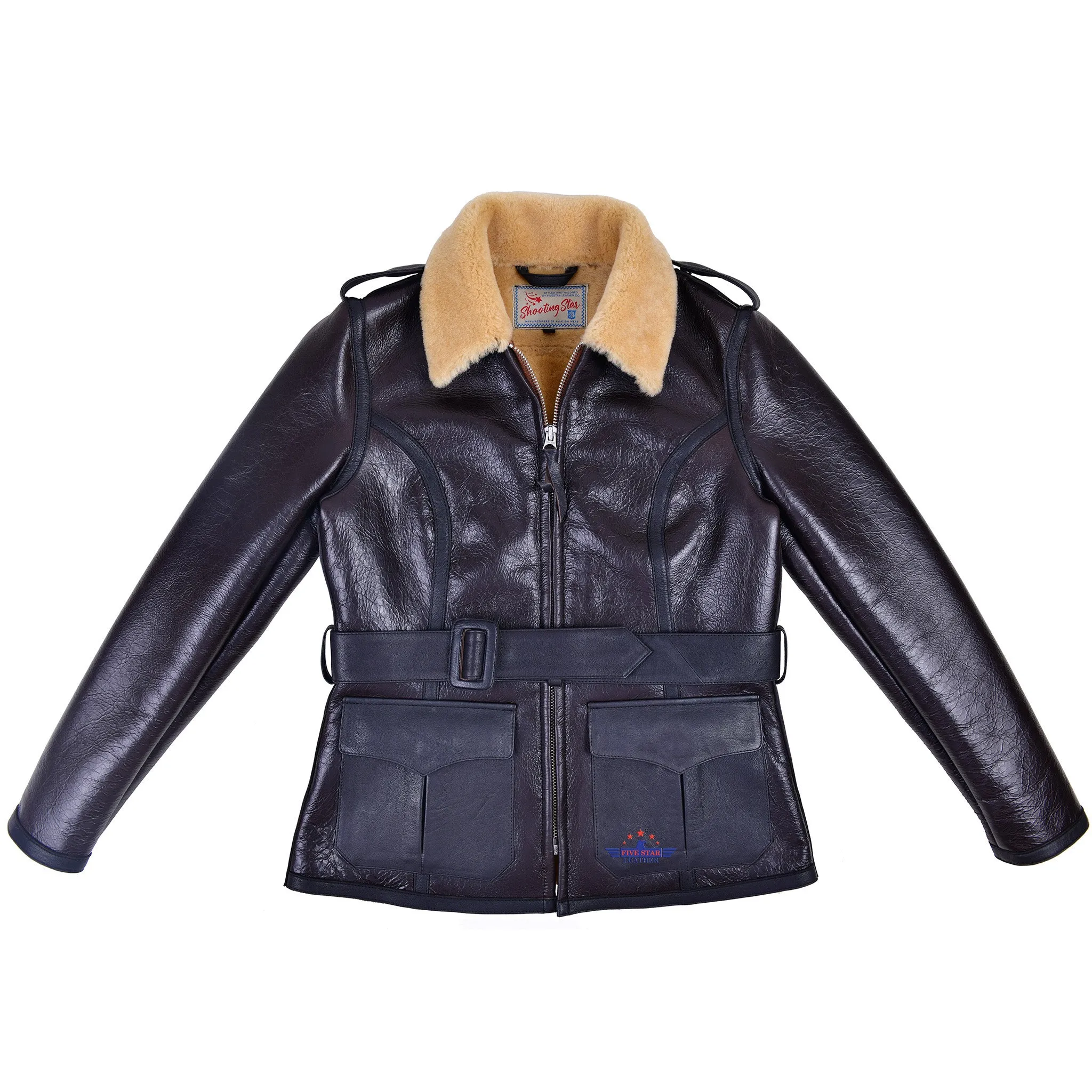 FiveStar Leather Bessie Coleman Sheepskin Aviator Flight Jacket for women sold by Five Star Leather
