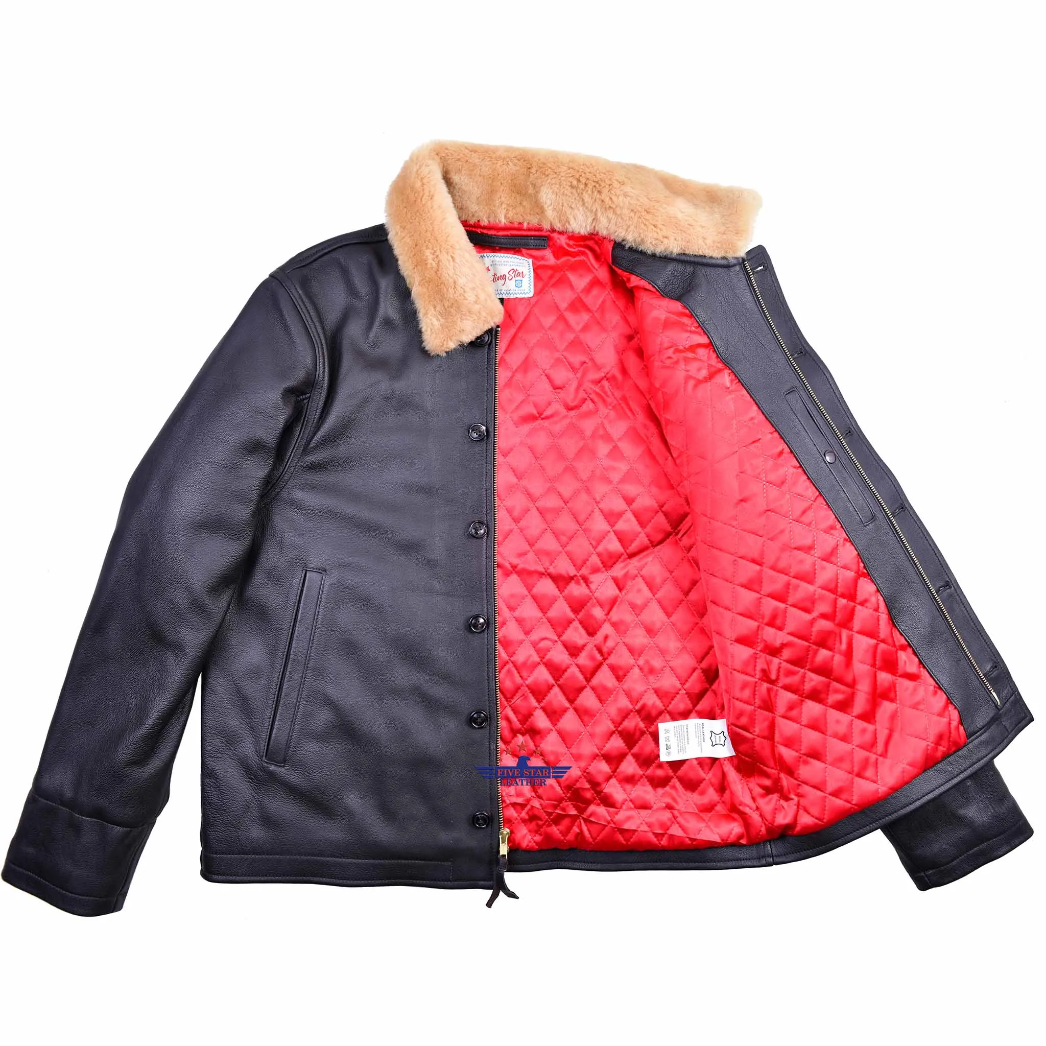 FiveStar Leather Repro Type N1 Deck Flight Jacket Goat Seal Brown sold by Five Star Leather product image thumbnail 3