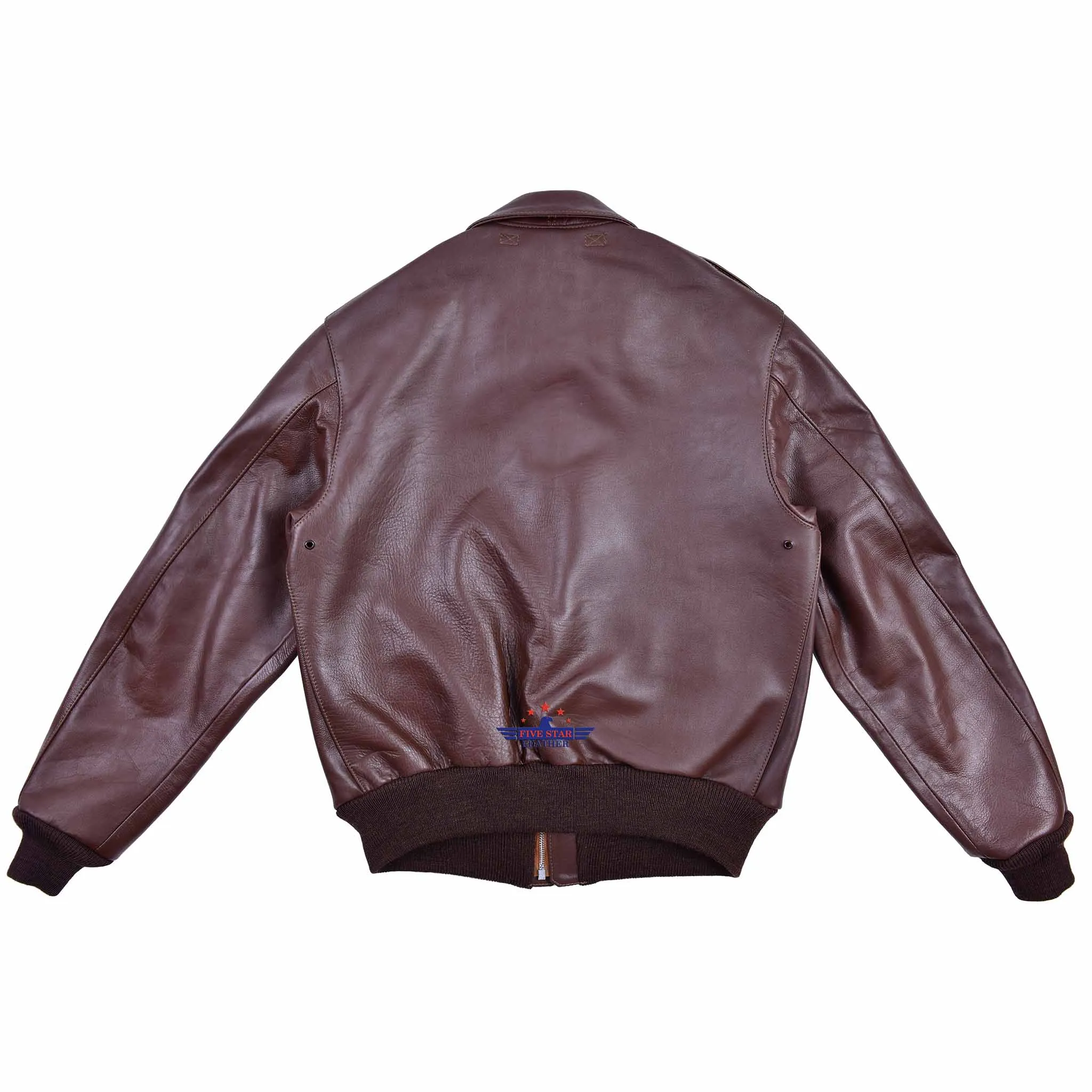 Repro Type A2 Jacket – Poughkeepsie Leather Coat Co. Inc., AC Contract No. W535AC28560, Real Horsehide Leather, Mid Brown sold by Five Star Leather product image thumbnail 2