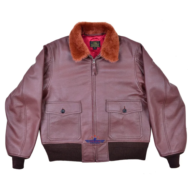 Men’s Flight Aviator WW2 AN-6552 Leather Jacket Russet Brown Goatskin Leather sold by Five Star Leather