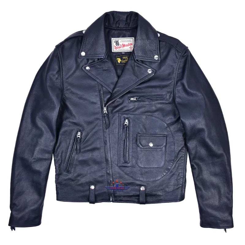 FiveStar Leather Vintage D Pocket Road Master Men Jacket Black Goatskin sold by Five Star Leather