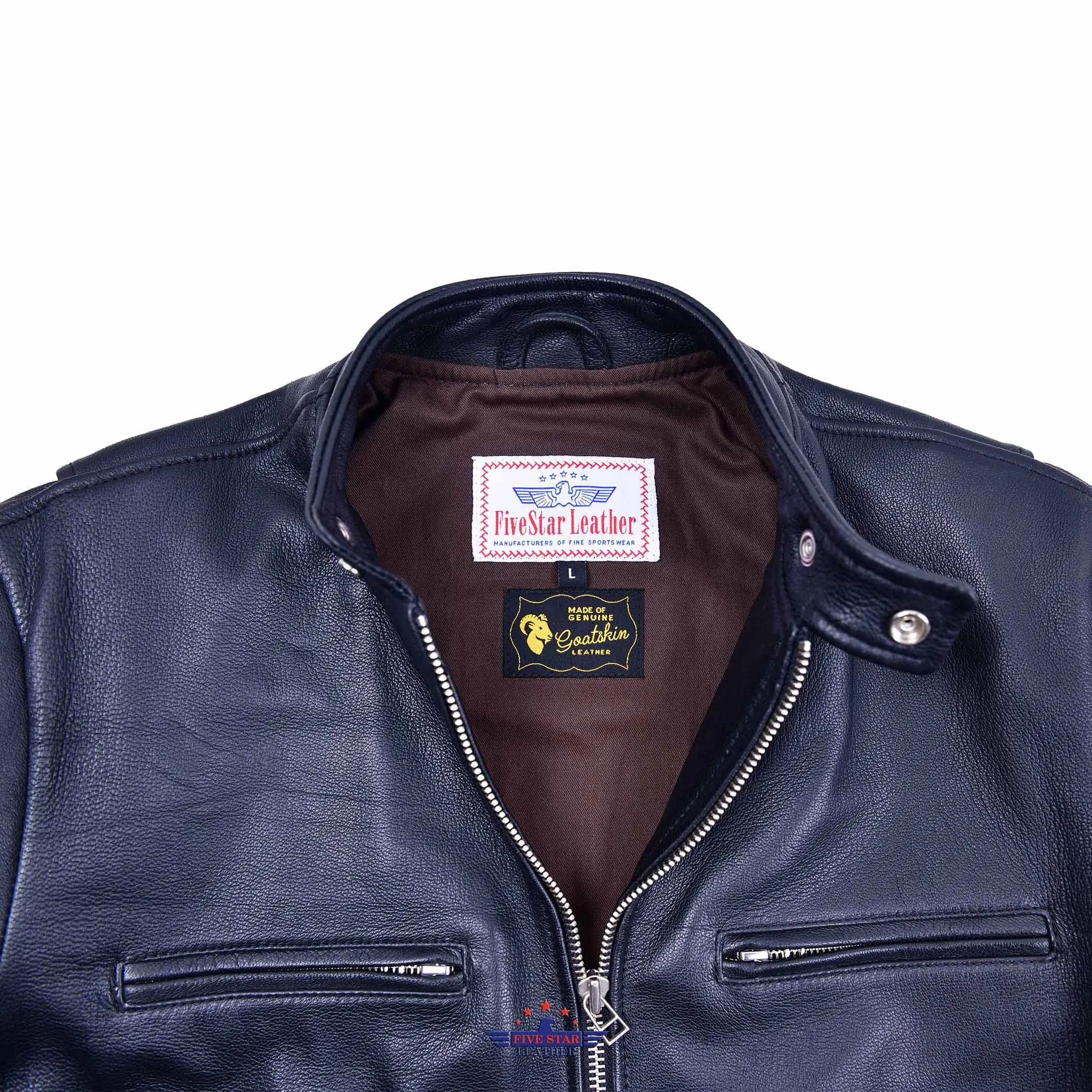 FiveStar Leather Men's Vintage Cafe Racer Black Goatskin Road Master Jacket sold by Five Star Leather product image thumbnail 5