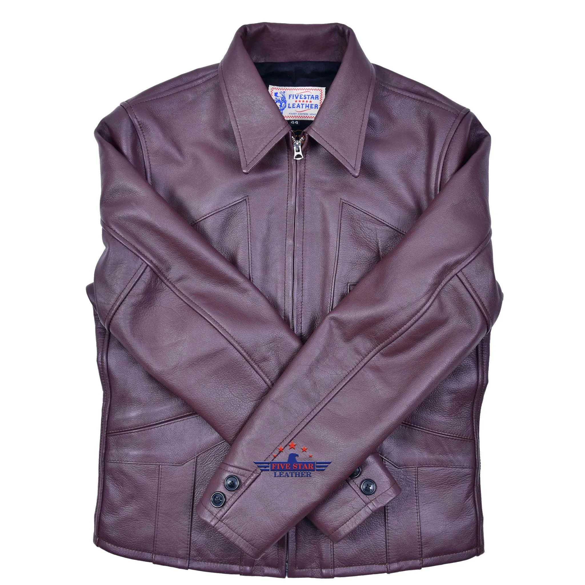 FiveStar Leather Repro 1930s Style Men Steer hide Leather jacket sold by Five Star Leather product image thumbnail 4