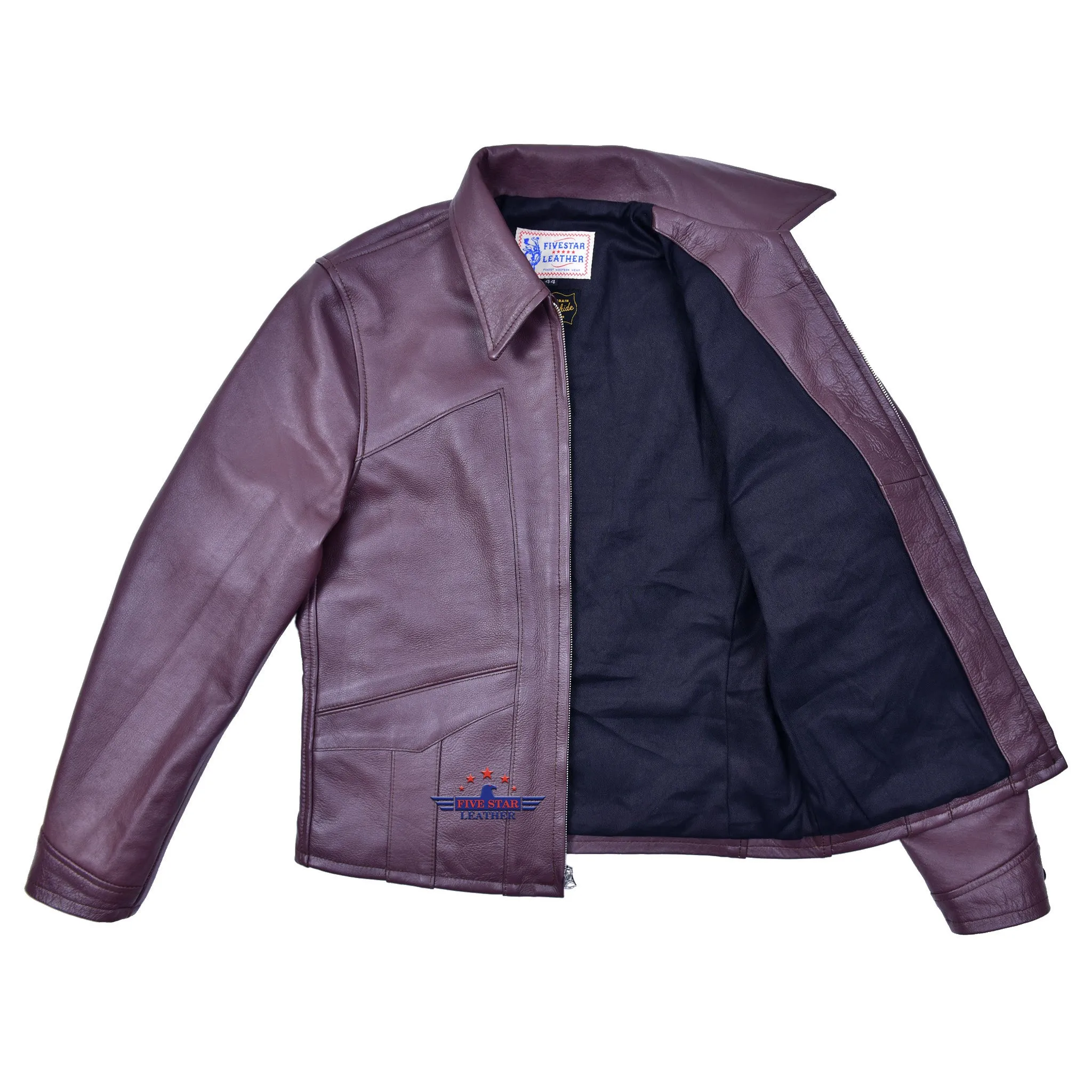 FiveStar Leather Repro 1930s Style Men Steer hide Leather jacket sold by Five Star Leather product image thumbnail 3