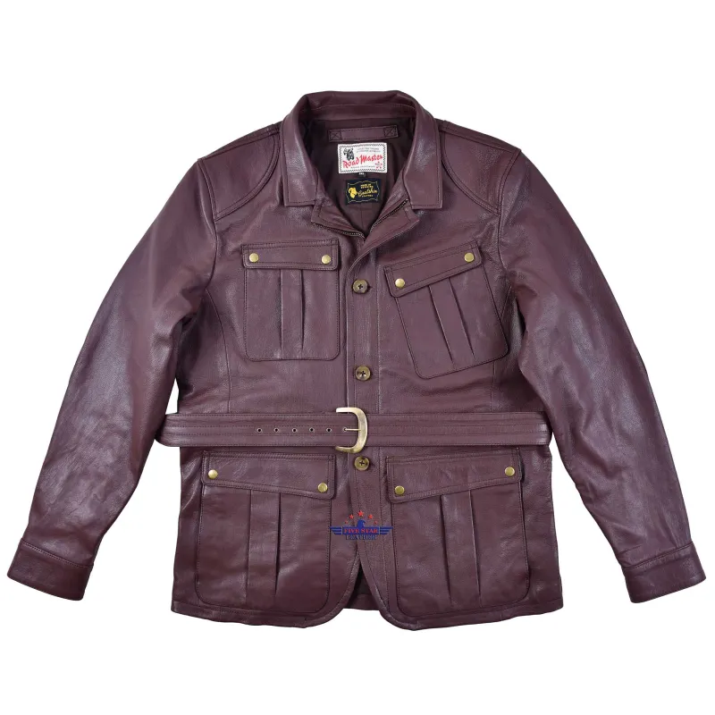 FiveStar Leather Men's Mid Length Safari Jacket Real Goatskin Leather sold by Five Star Leather