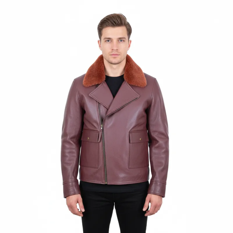 FiveStar Leather 1940s winter Half Belt Men Jacket Goatskin Leather sold by Five Star Leather