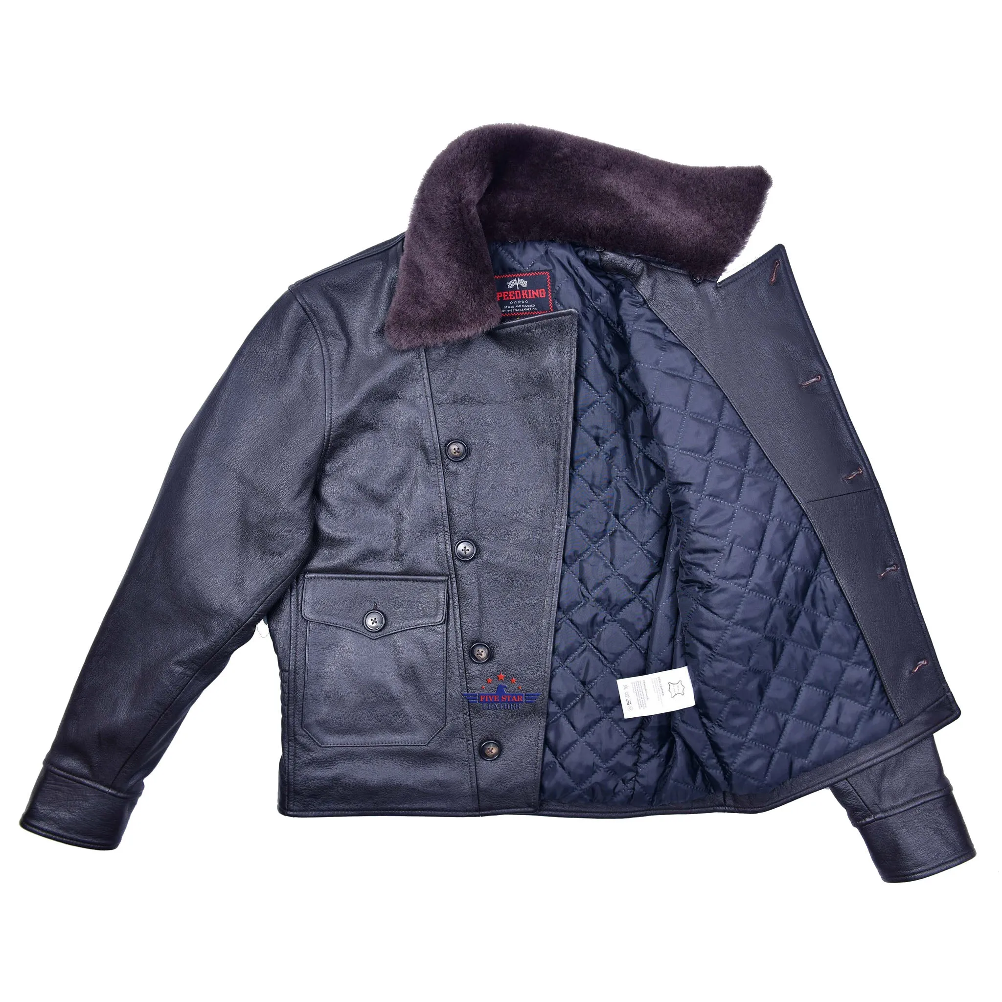 FiveStar Leather 1940s Half belt Jacket Gunrunner Real Goatskin sold by Five Star Leather product image thumbnail 5