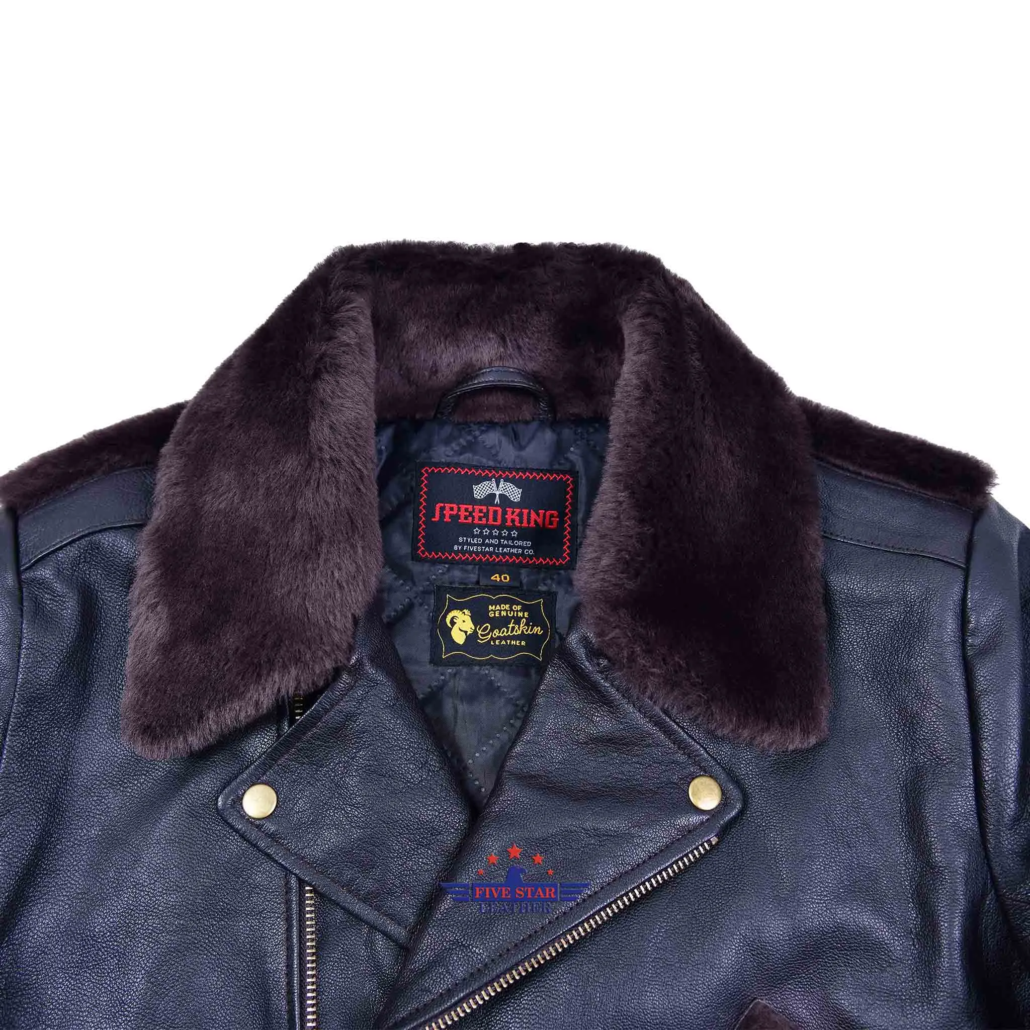 FiveStar Leather SpeedKing Cycle Champ Grizzly Style Back Jacket Seal Brown sold by Five Star Leather product image thumbnail 4