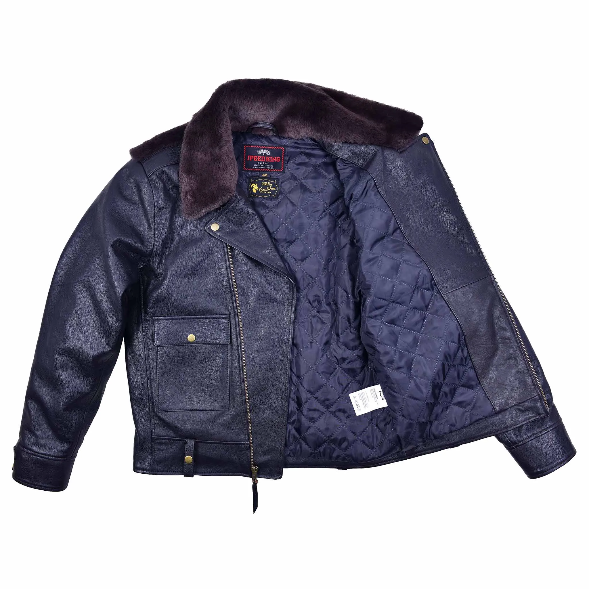 FiveStar Leather SpeedKing Cycle Champ Grizzly Style Back Jacket Seal Brown sold by Five Star Leather product image thumbnail 5