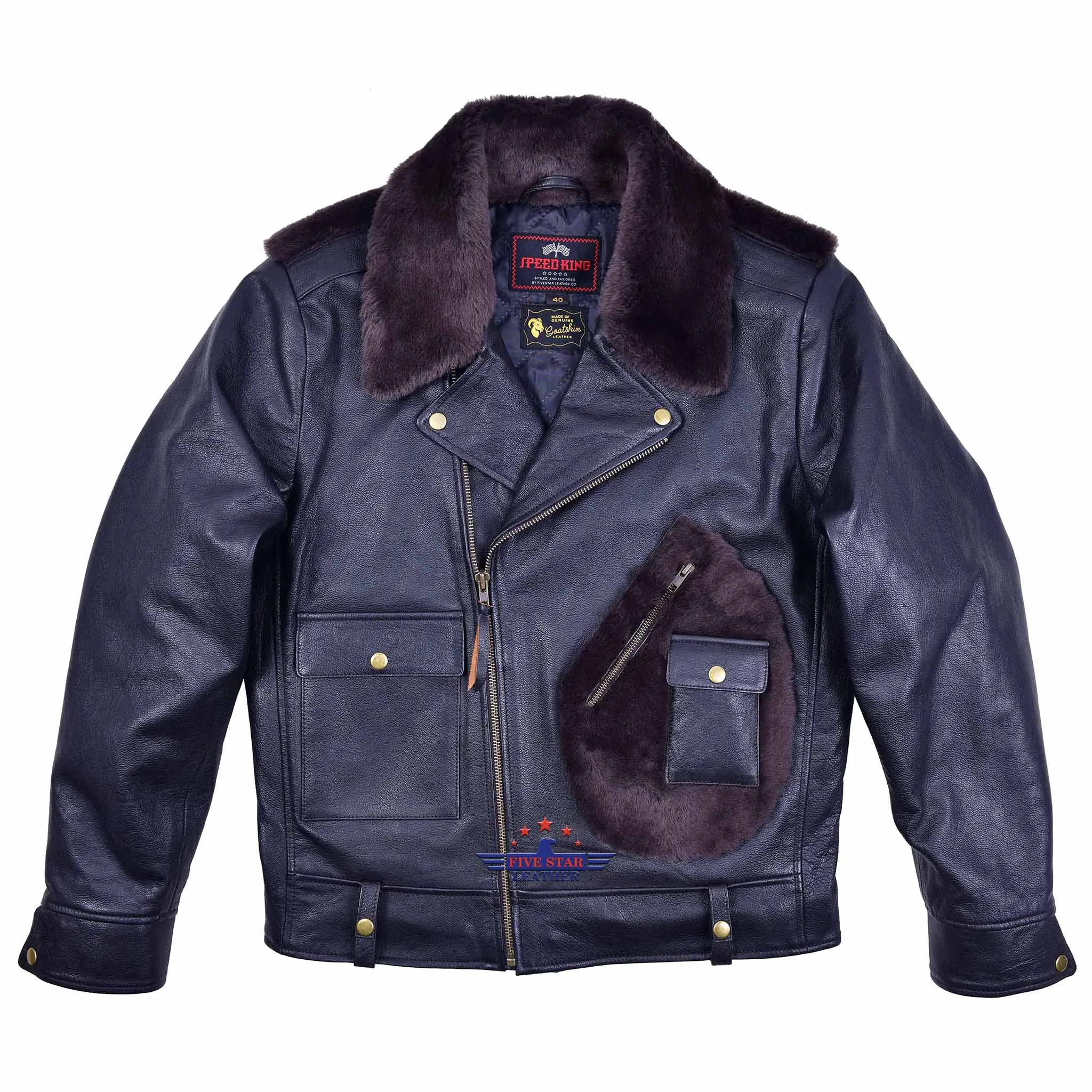 FiveStar Leather SpeedKing Cycle Champ Grizzly Style Back Jacket Seal Brown sold by Five Star Leather product image thumbnail 2