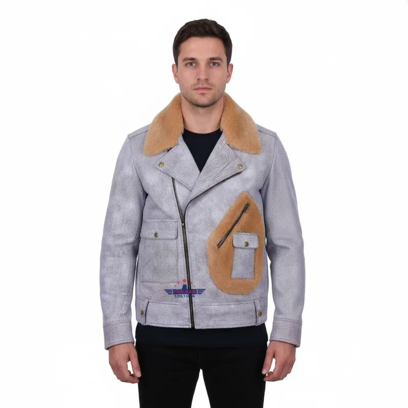 FiveStar Leather SpeedKing Cycle Champ Grizzly Style Back Jacket White Distressed sold by Five Star Leather