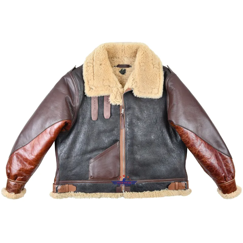 FiveStar Leather Repro of Type B-3 DWG. No. 33H5595 A.C. Contract No. W535 AC-1943 Two Tone Sheepskin Jacket sold by Five Star Leather
