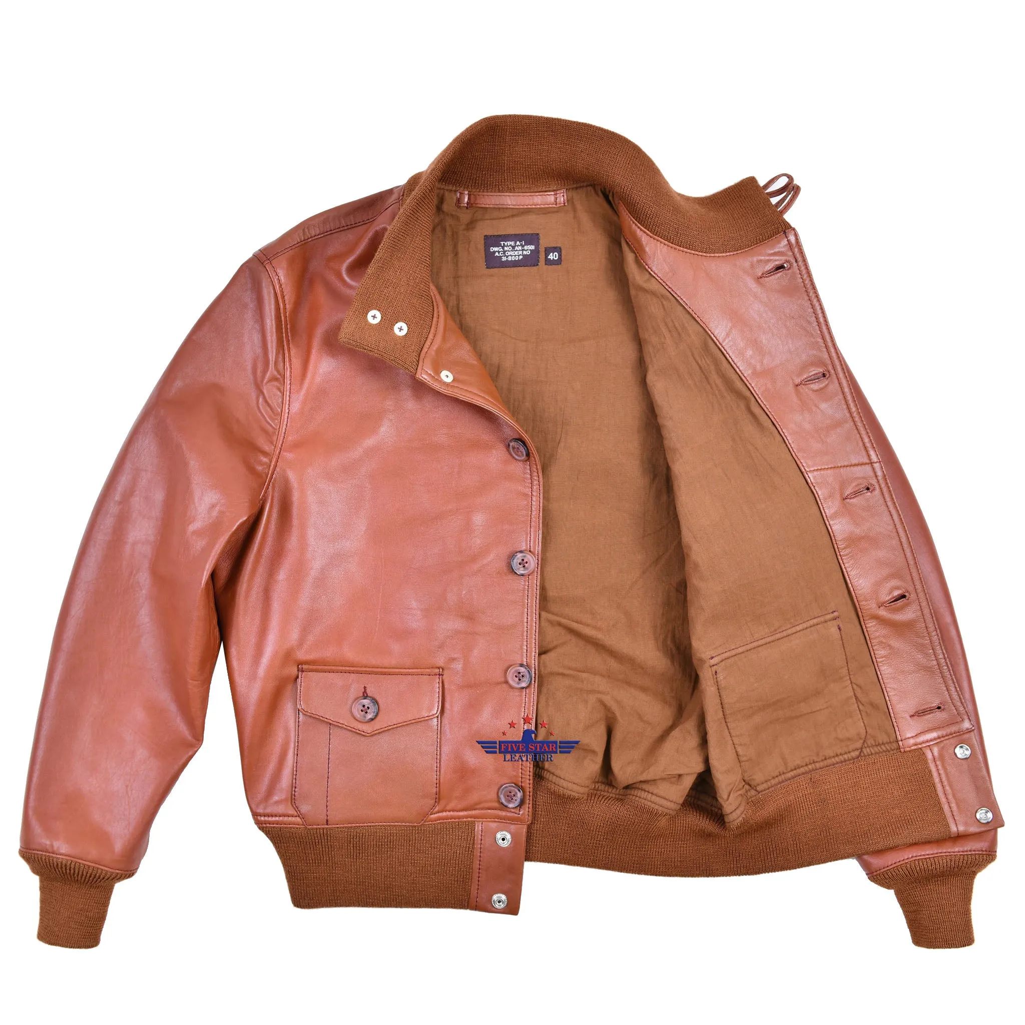 FiveStar Leather Repro Type A-1 Aviator Flight Jacket Capeskin Leather sold by Five Star Leather product image thumbnail 3