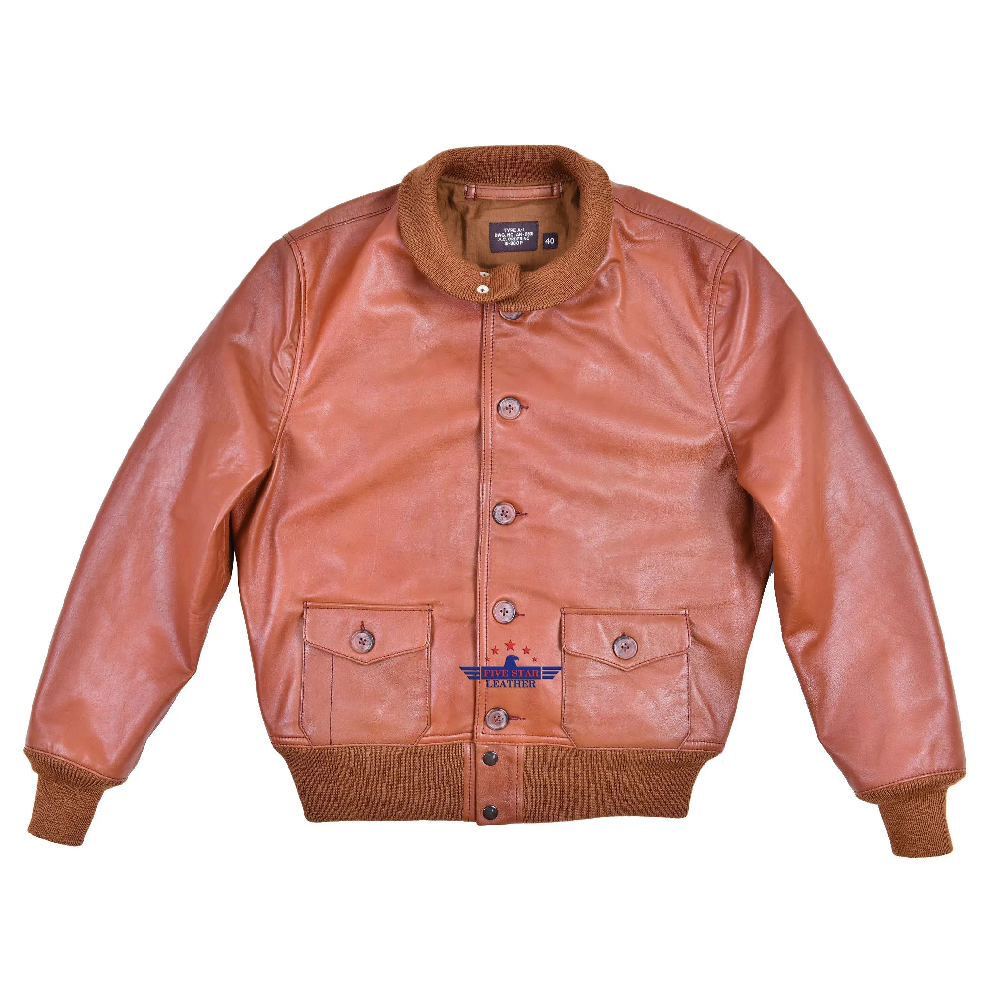 FiveStar Leather Repro Type A-1 Aviator Flight Jacket Capeskin Leather sold by Five Star Leather product image thumbnail 2