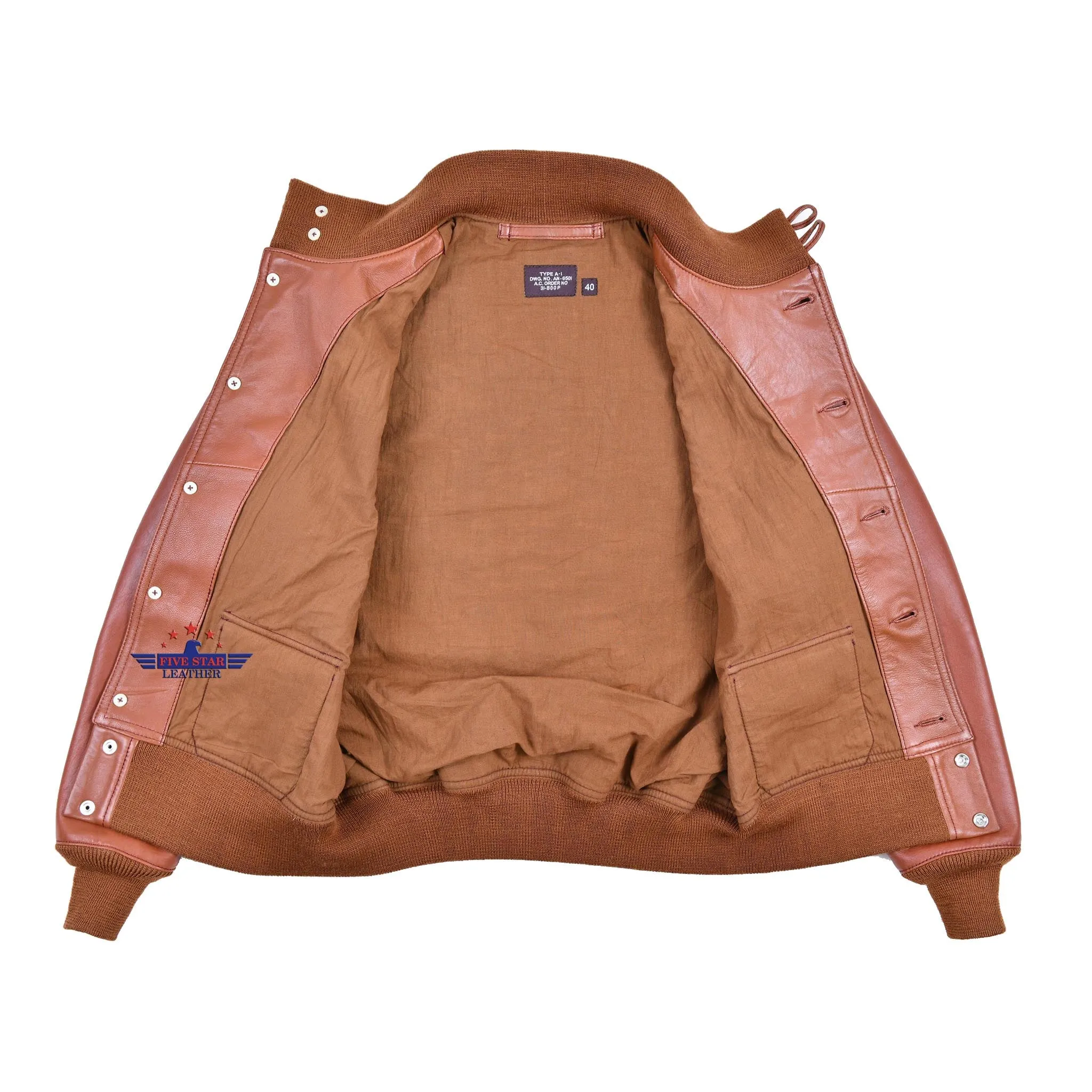 FiveStar Leather Repro Type A-1 Aviator Flight Jacket Capeskin Leather sold by Five Star Leather product image thumbnail 4