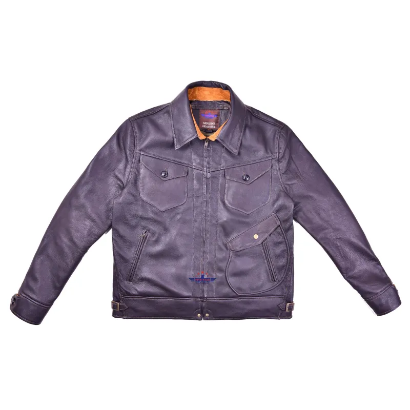 Men Fivestar Classic Vintage Look Ranch Jacket Real Goatskin Leather sold by Five Star Leather