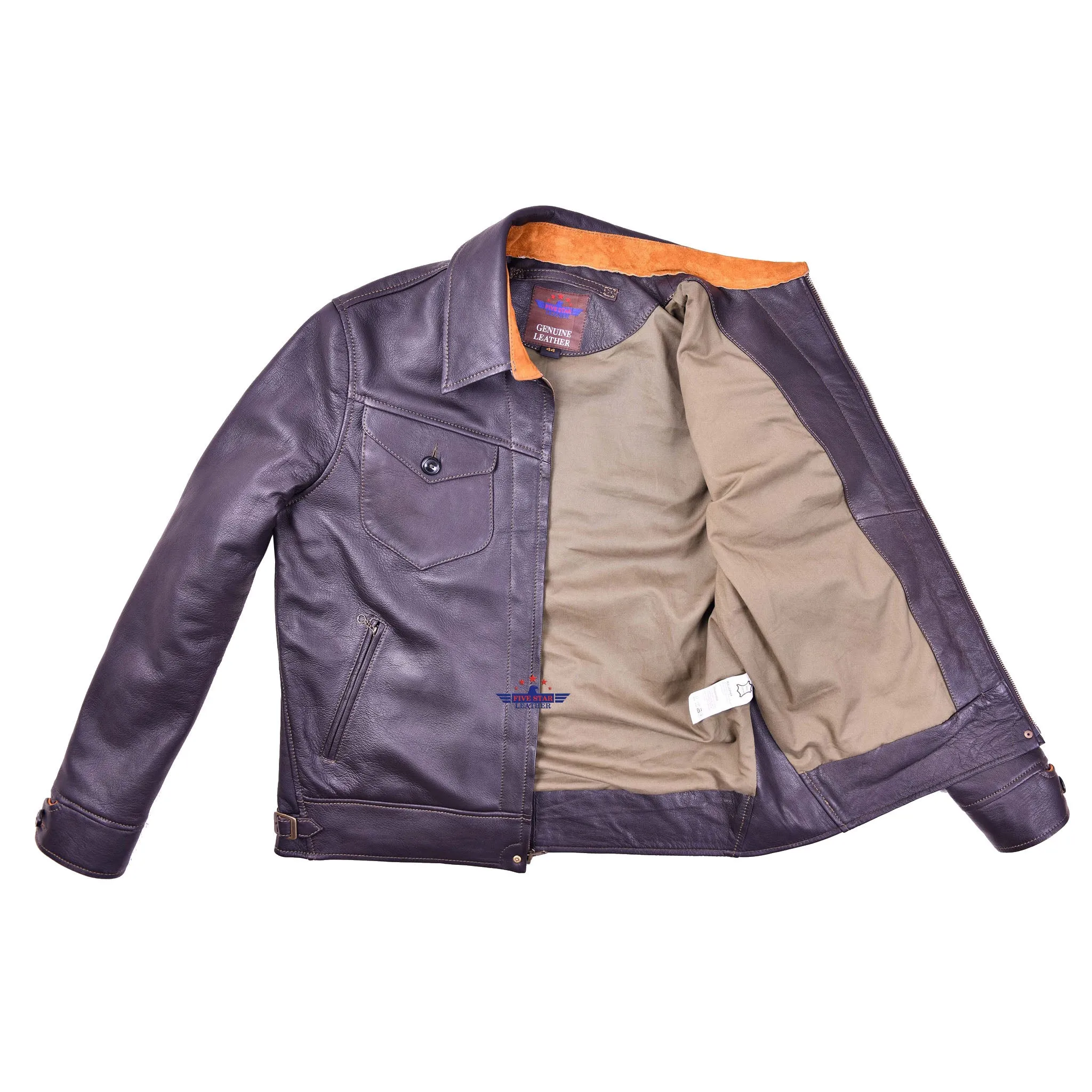 Men Fivestar Classic Vintage Look Ranch Jacket Real Goatskin Leather sold by Five Star Leather product image thumbnail 4