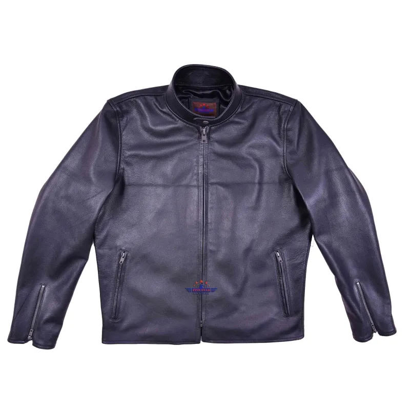 FiveStar Leather Men's Vintage Cafe Racer Goatskin Leather Jacket sold by Five Star Leather