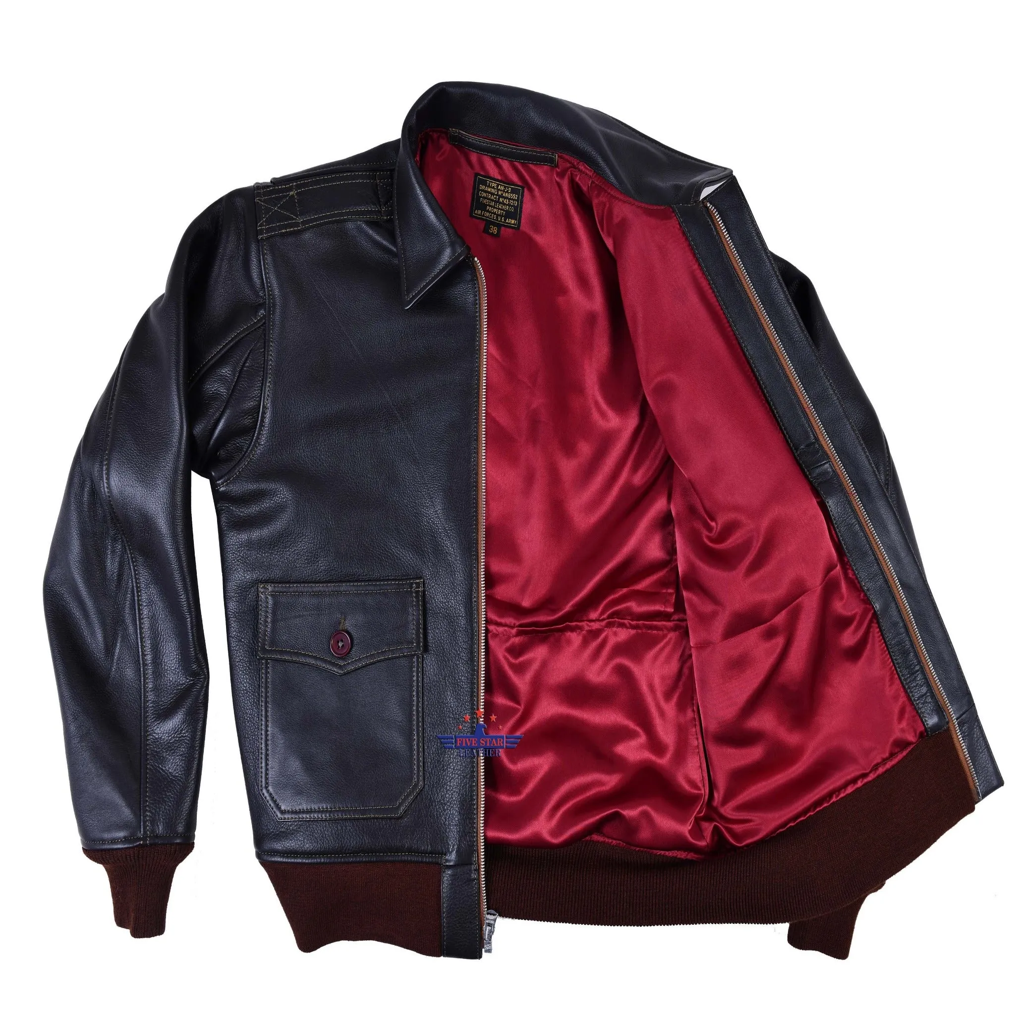 FiveStar Men's Vintage WWII Repro ANJ-3 Military Flight Jacket sold by Five Star Leather product image thumbnail 3