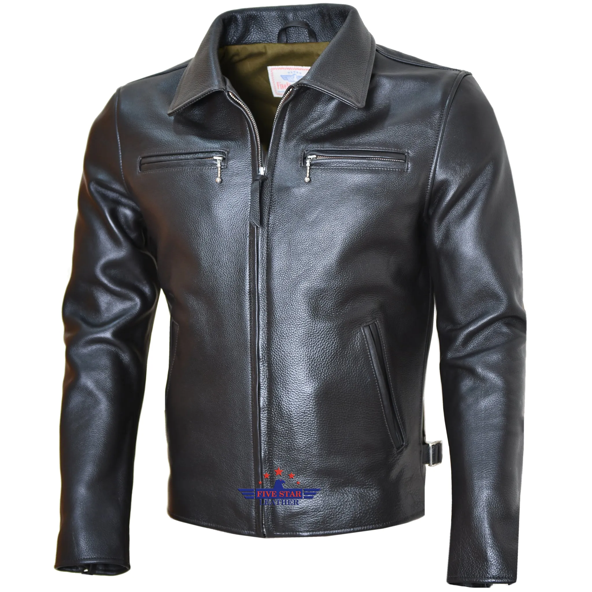 Civilian Vintage 1930's Classic Men Real Leather Jacket cafe racer sold by Five Star Leather